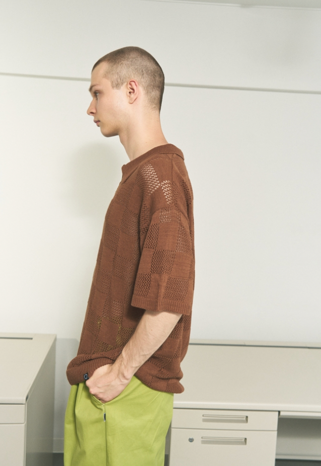 CHECKER WEB SKIPPER POLO /brown