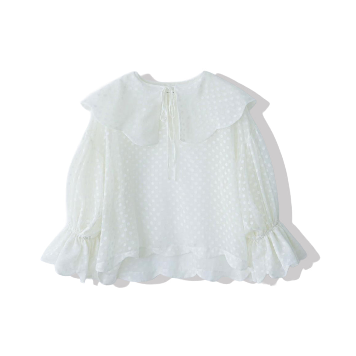 natsumi osawa/dot scalloped blouse #white