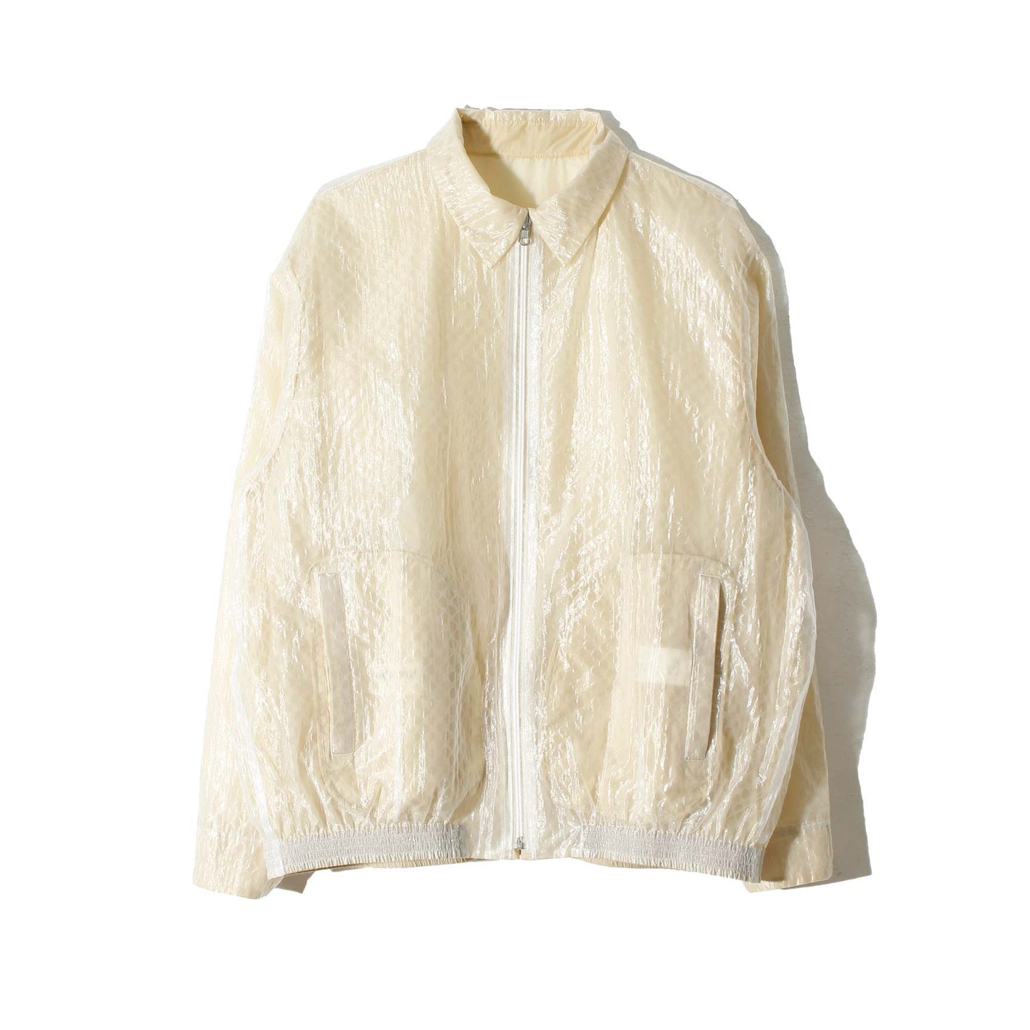 see-through nylon reversible drizzler / ecru