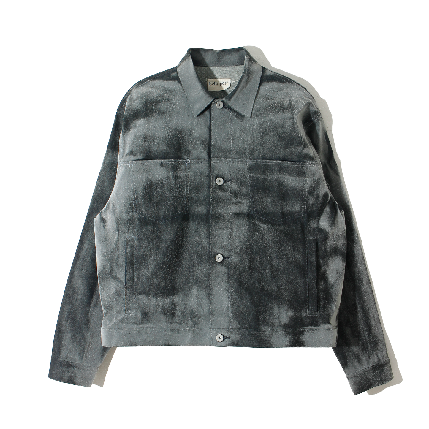 dusted aging denim jacket