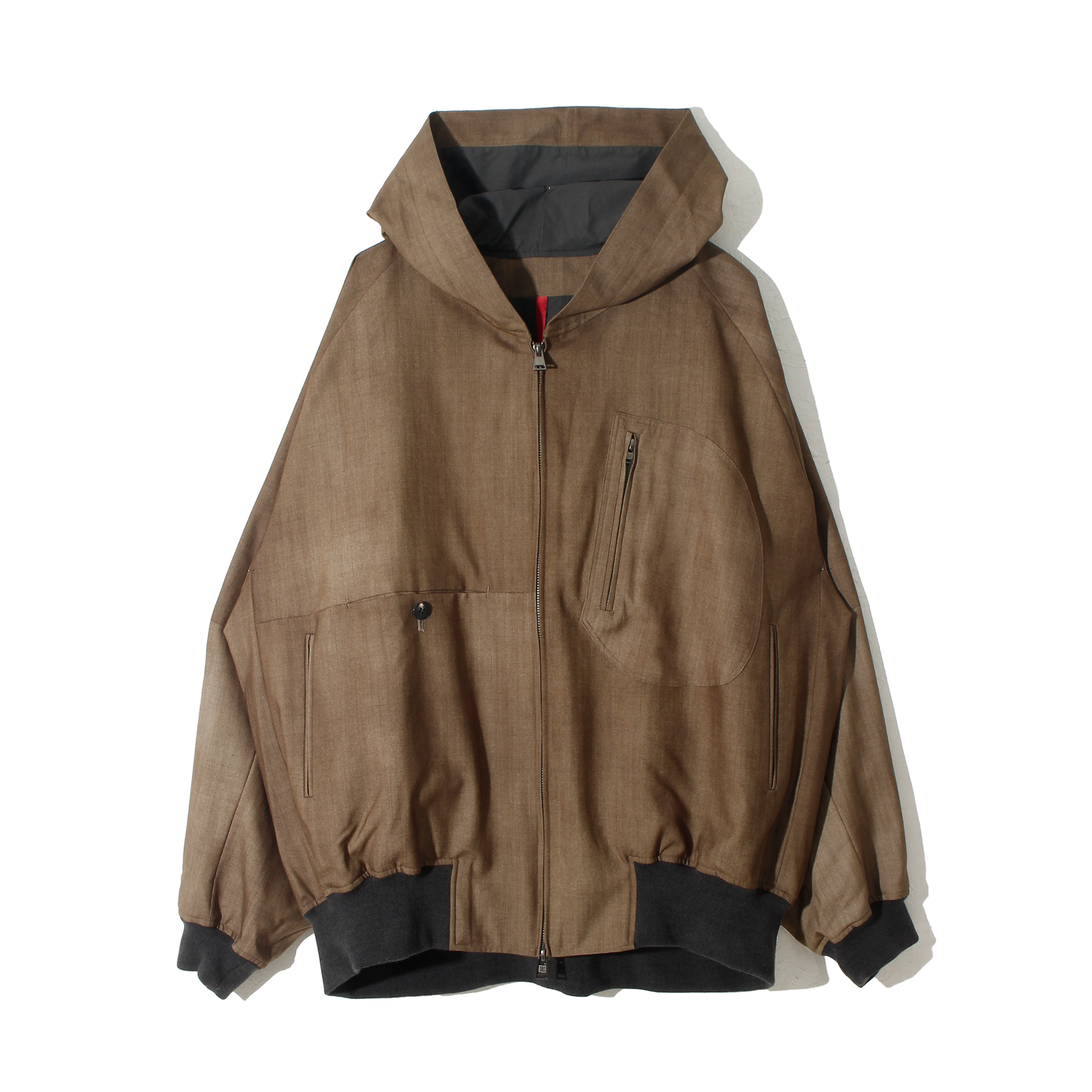 Uneven Dyed Wool Hoodie Blouson / beige