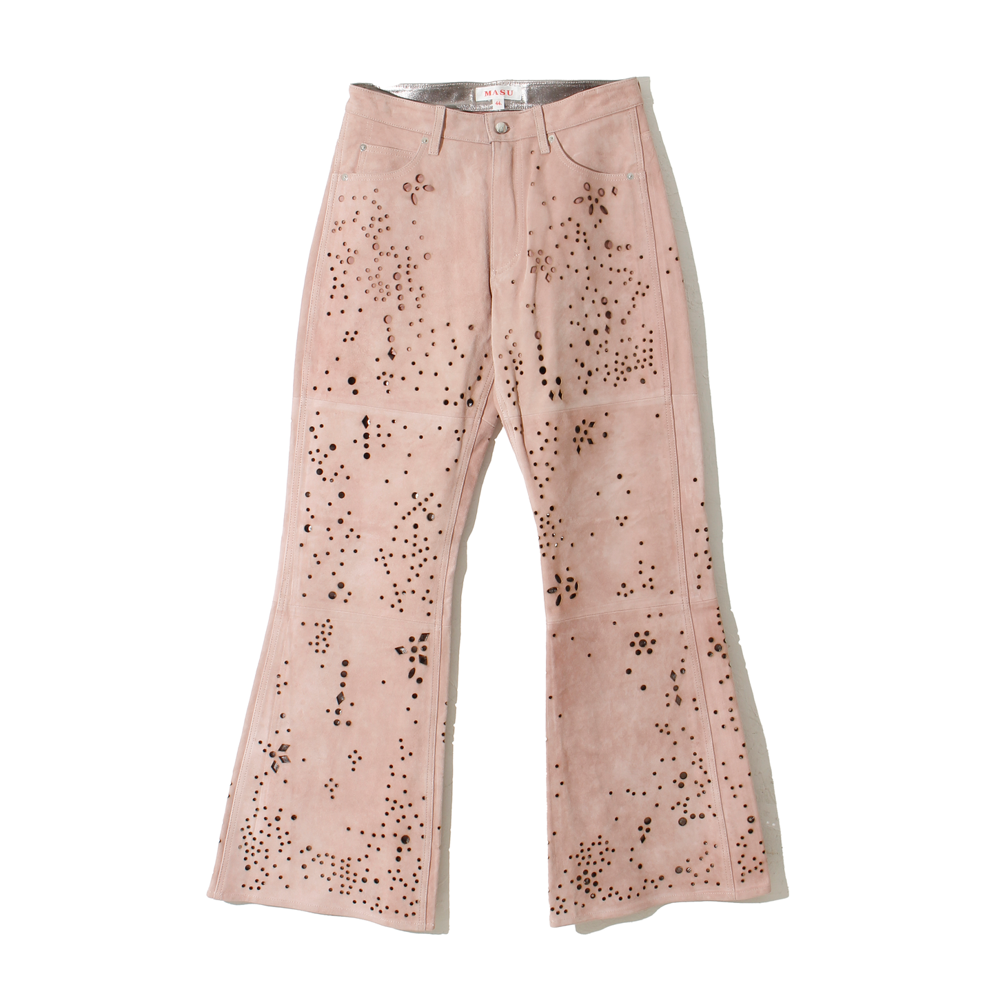 GALAXY-CUT LEATHER FLARE PANTS / saimon