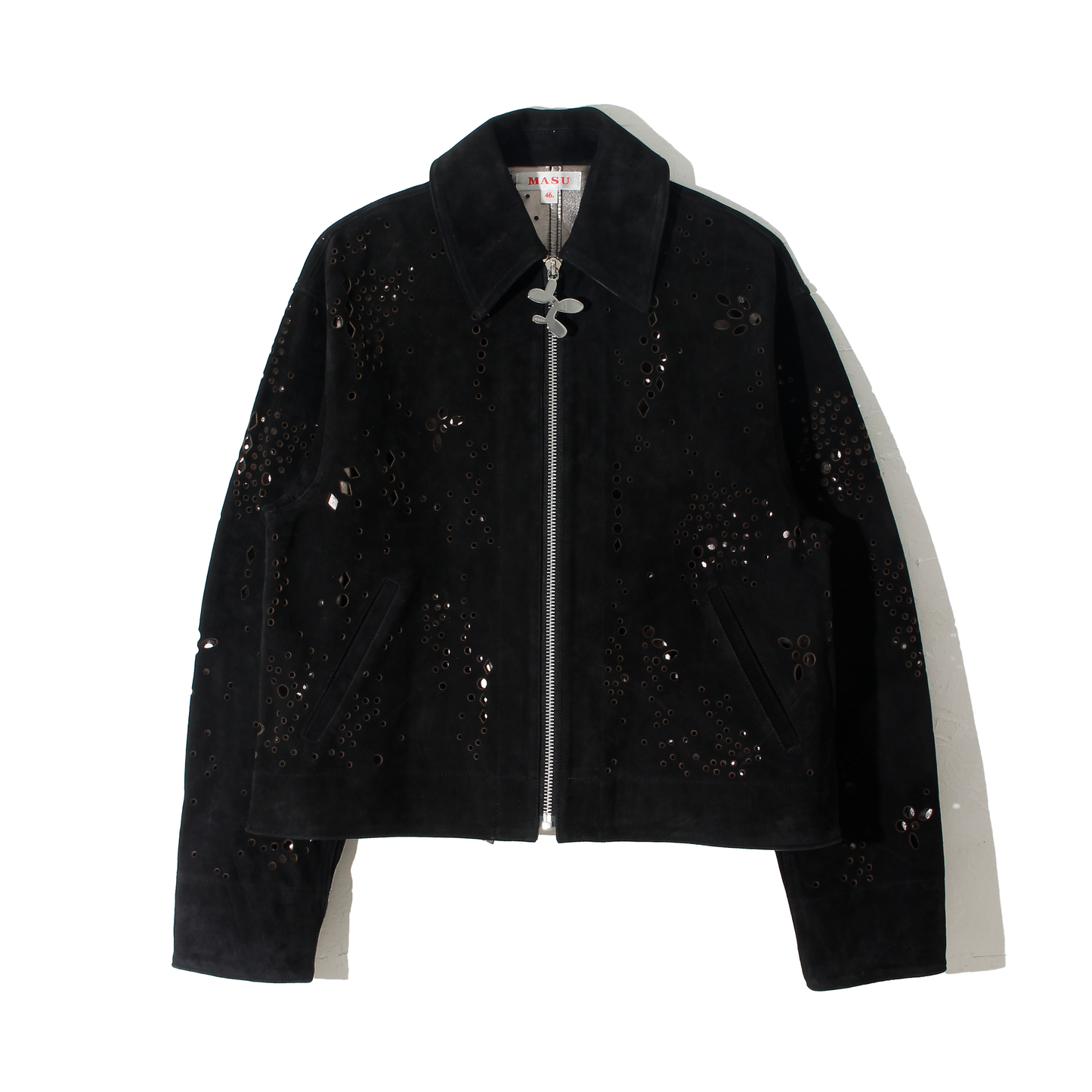 GALAXY-CUT LEATHER JACKET / black