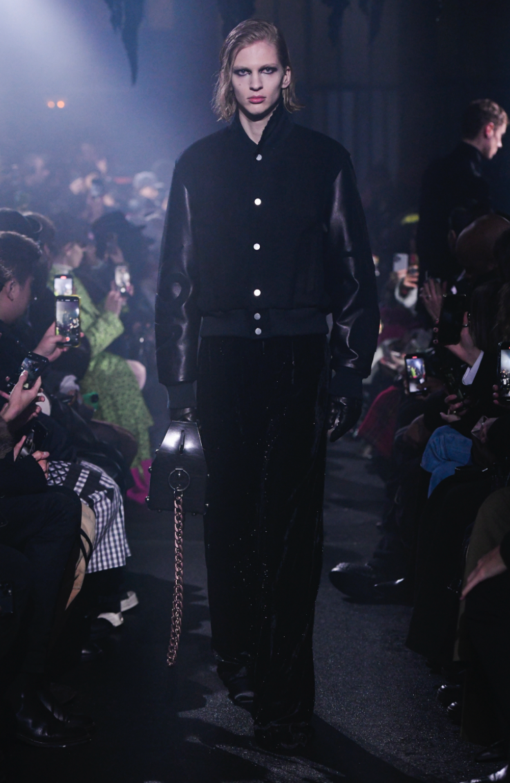 VELVET WIDE TROUSERS /black