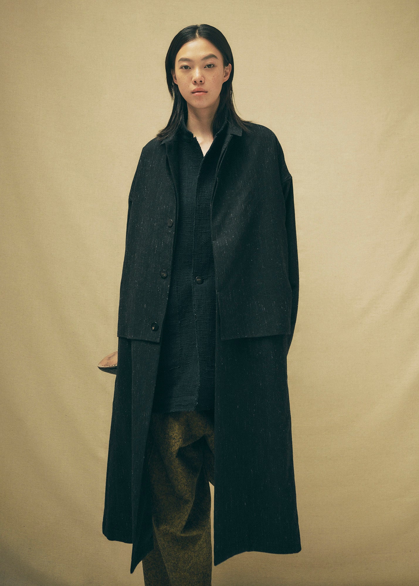 Cosmos Wool Flap Coat / black