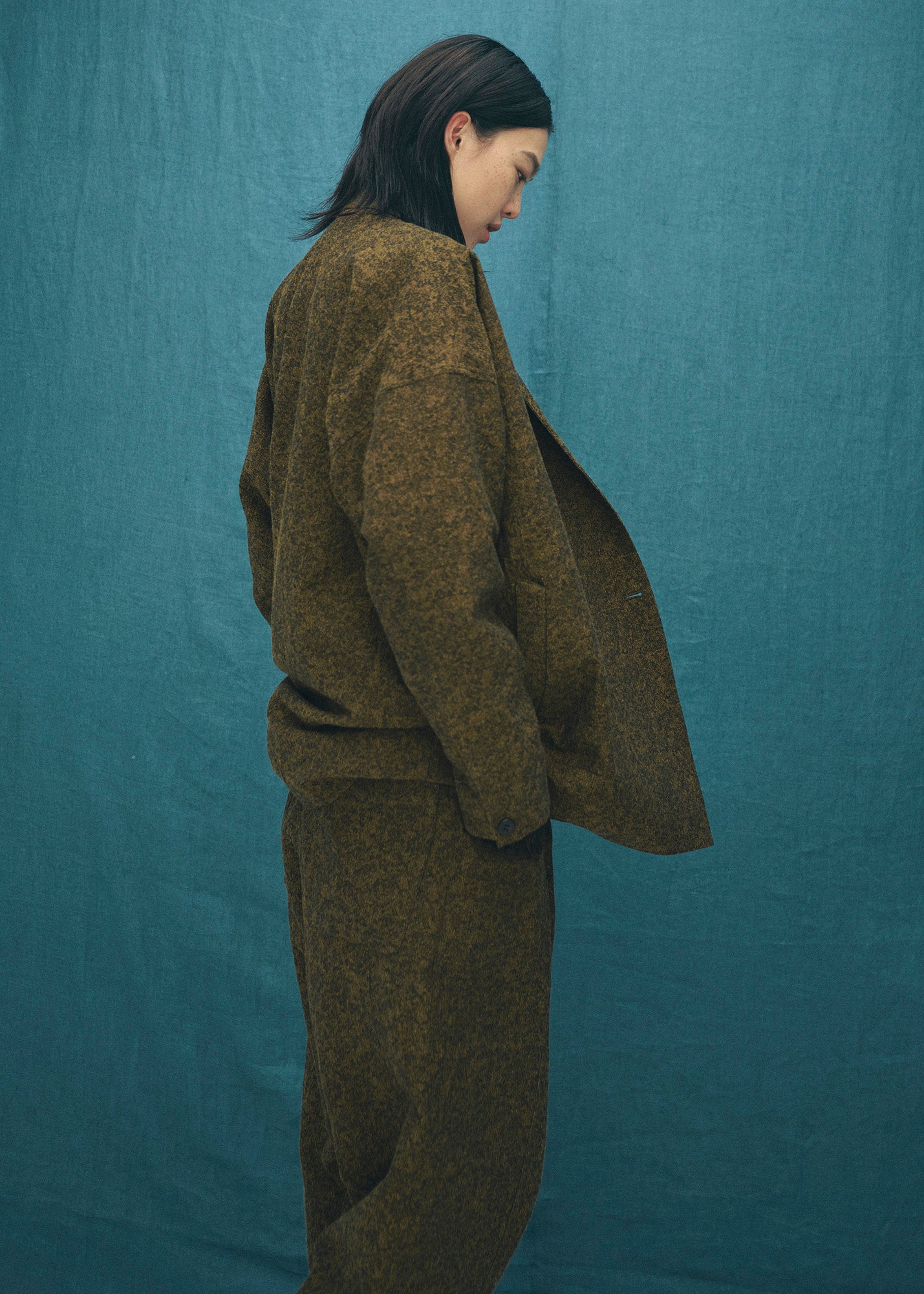 Moss Jacquard Cottonwool Jacket / MUSTARD
