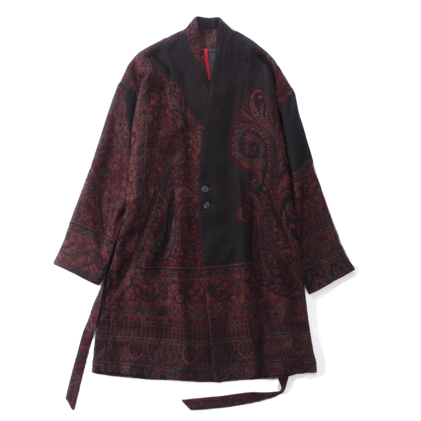 tibetan paisley jacquard gown coat / red