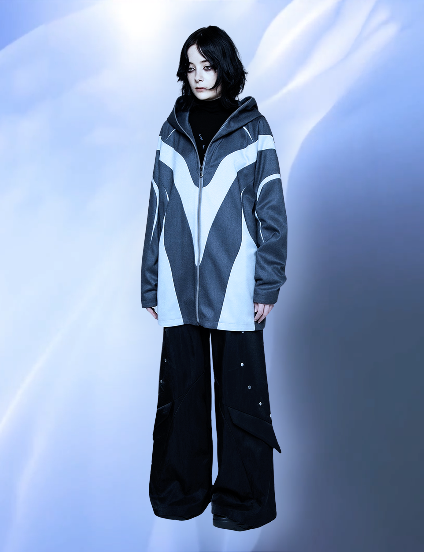 Wing Cargo Trousers / silky black