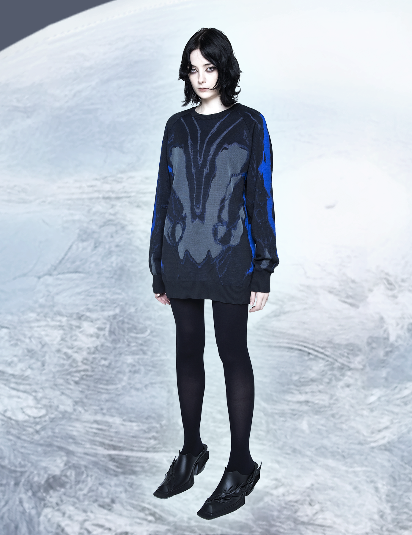 "Bionic Aurora" jacquard sweater / black