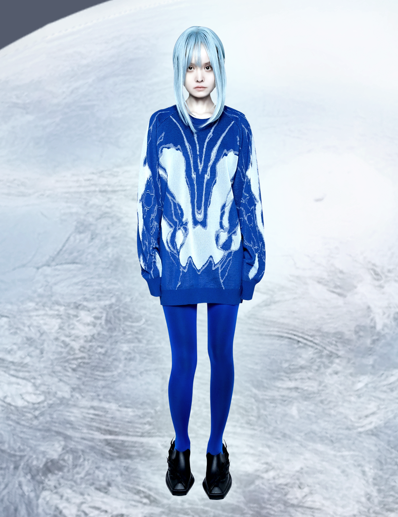 "Bionic Aurora" jacquard sweater / blue