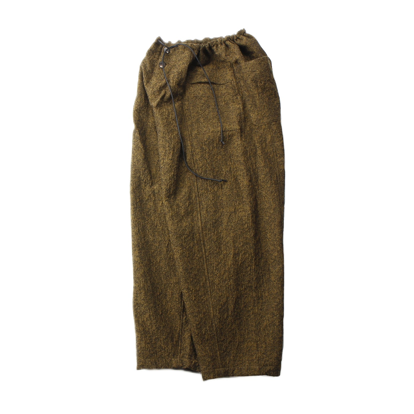 Moss Jacquard CottonWool Switching Wide Pants / MUSTARD