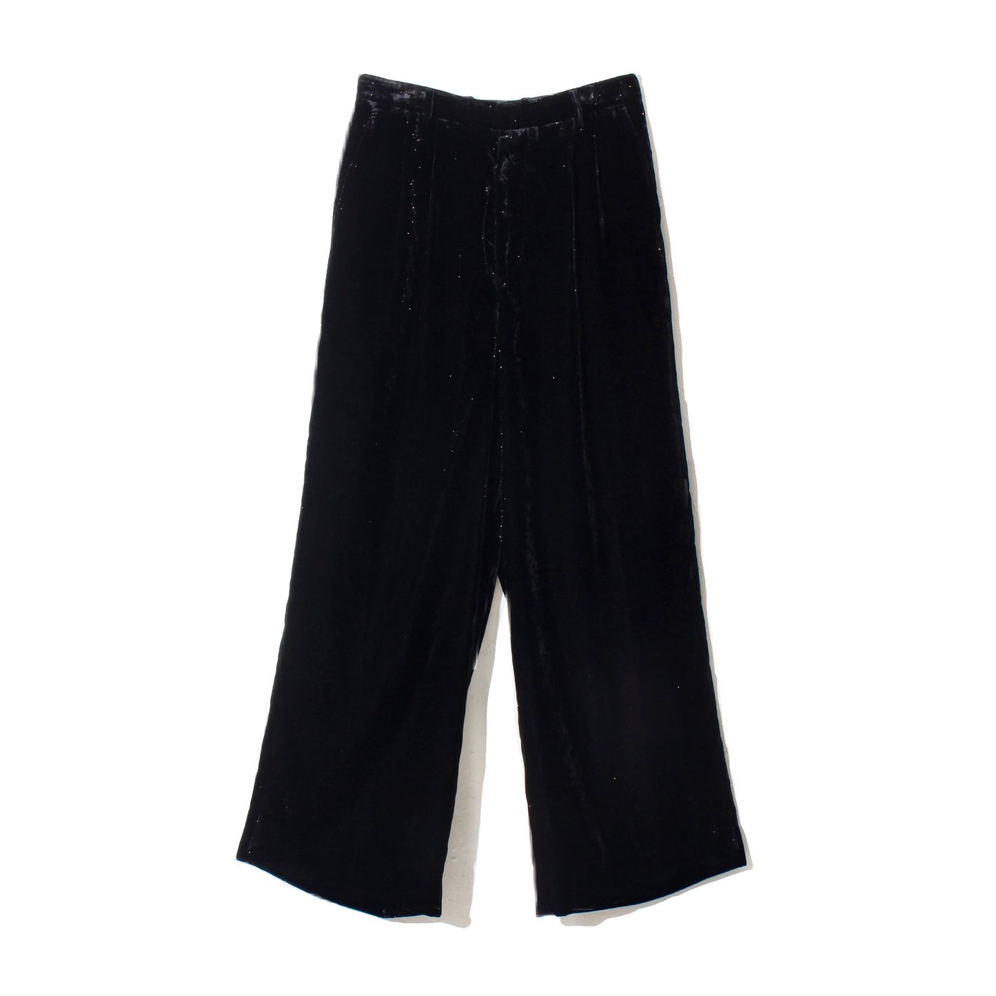 VELVET WIDE TROUSERS /black