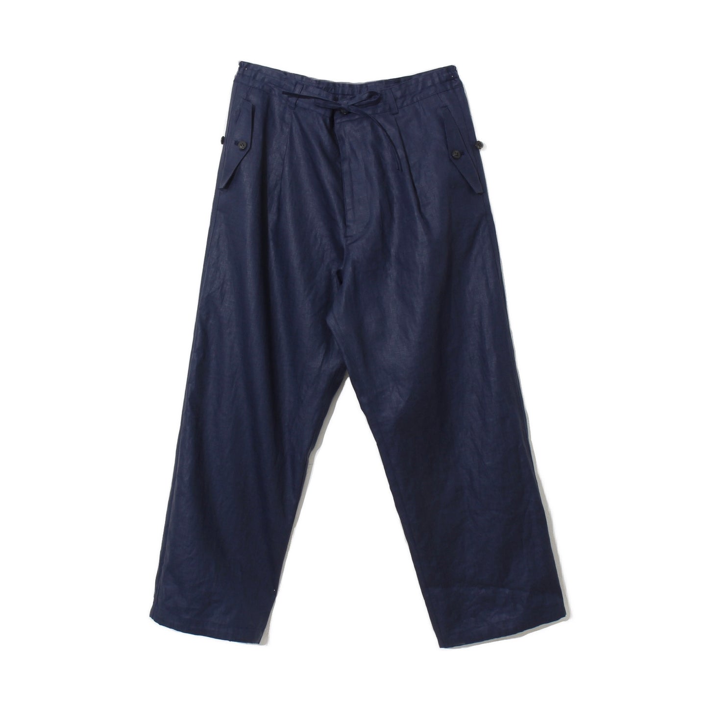 Glazed Linen 1tuck Wide Pants / navy