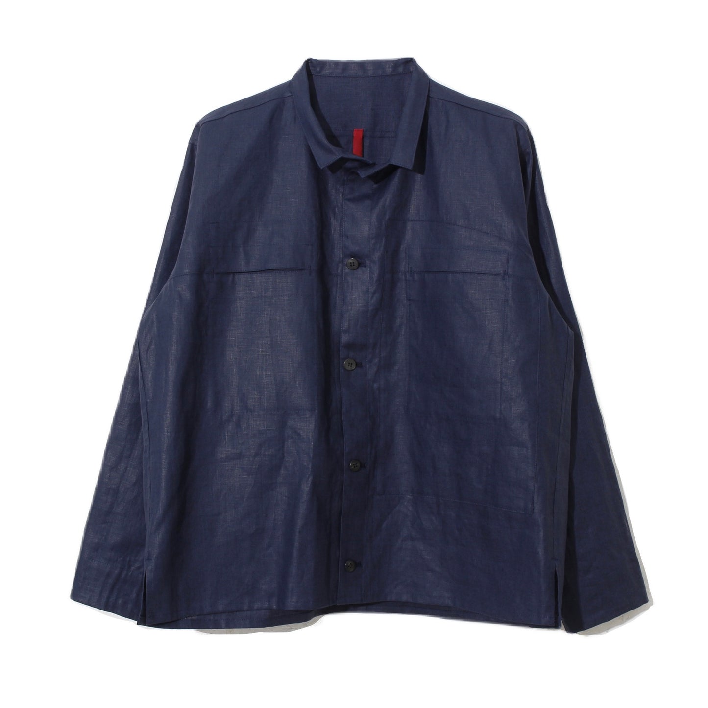 Glazed Linen Short Shirt Jacket / navy