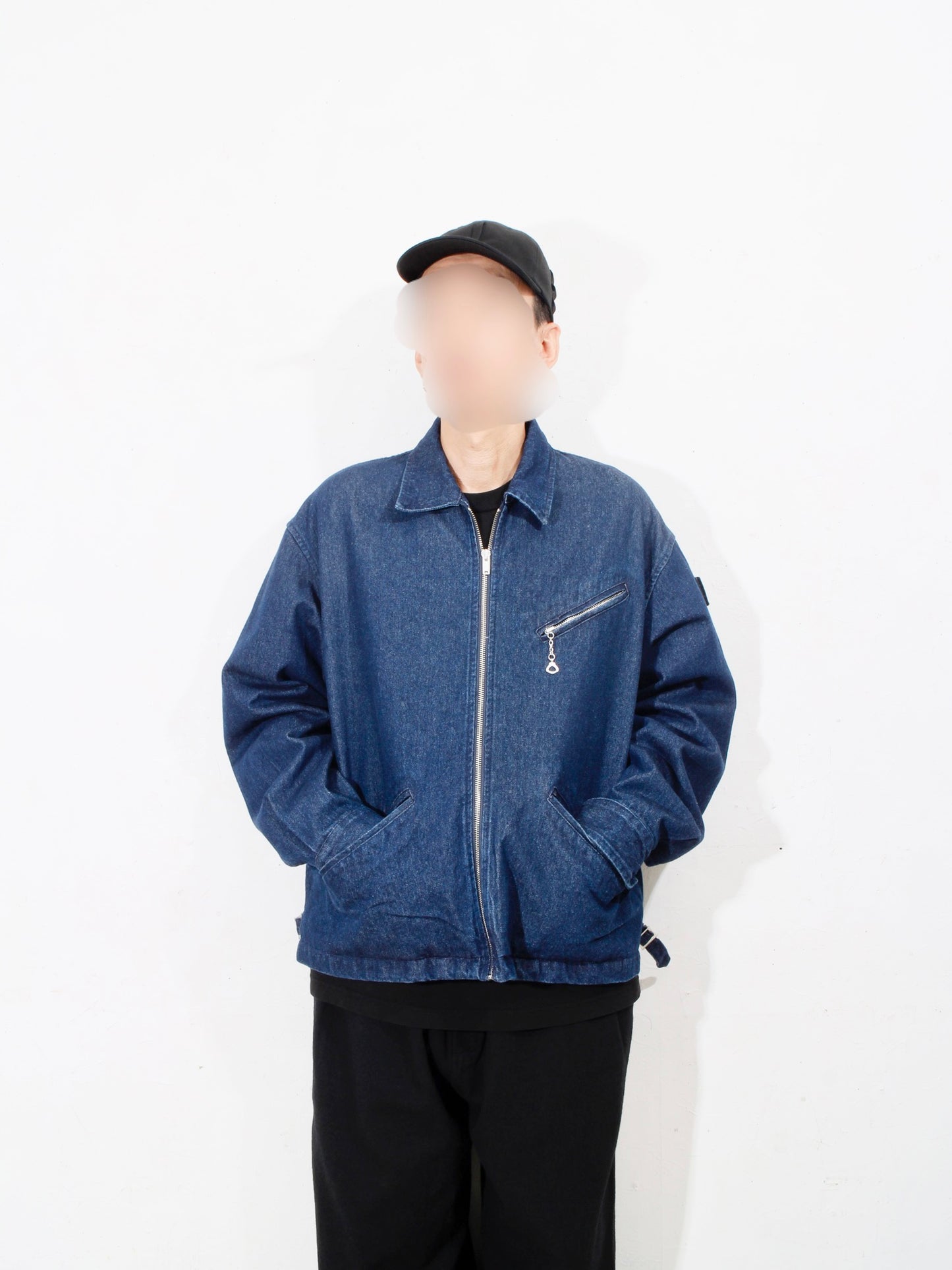 ZIP DENIM WORK JACKET / navy
