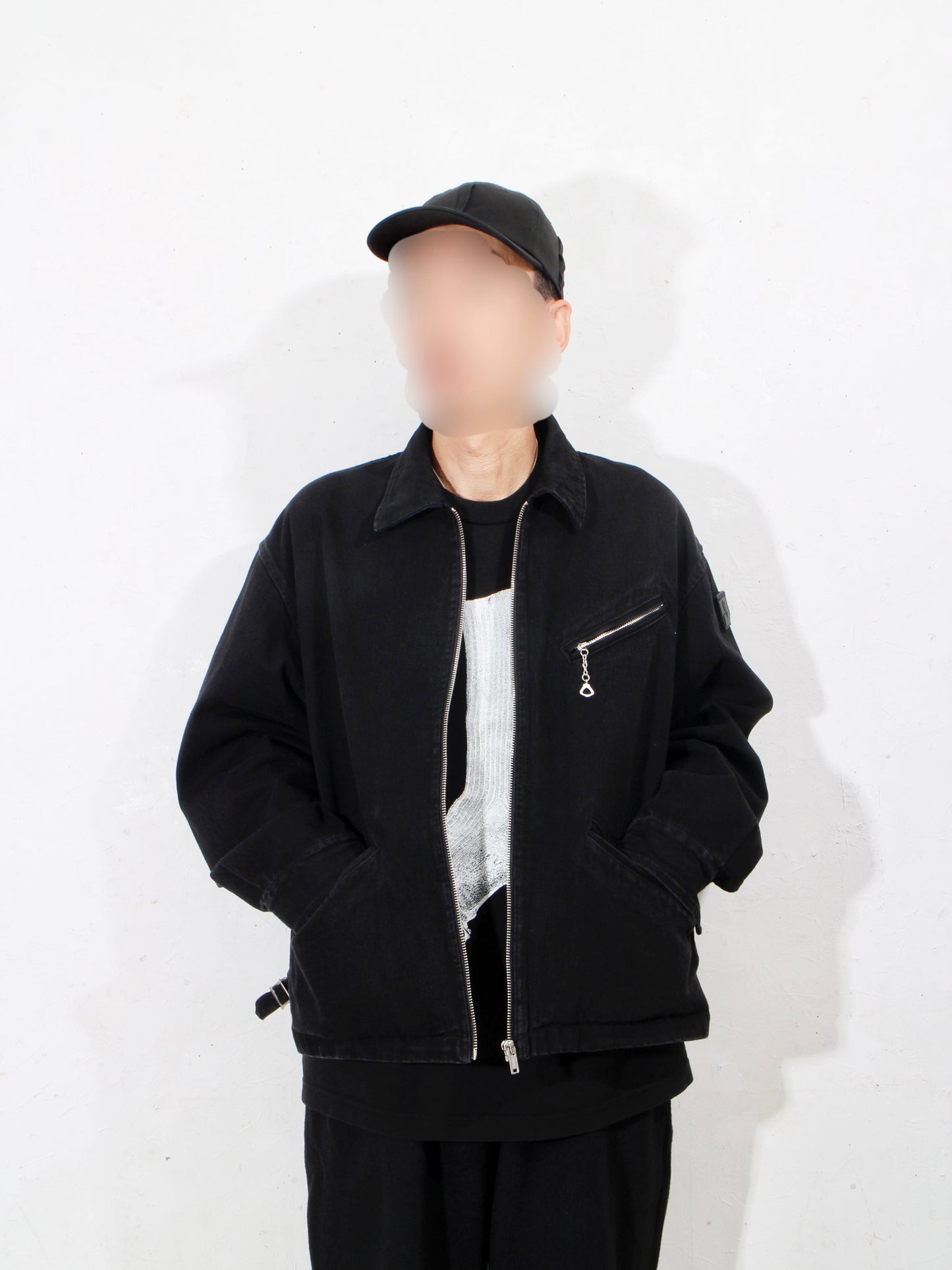 ZIP DENIM WORK JACKET / black