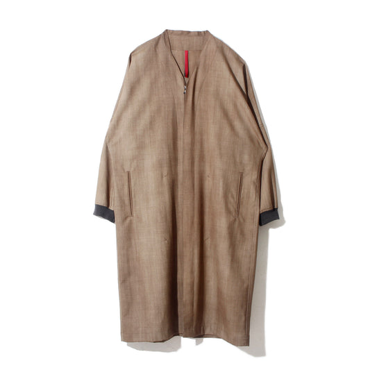 Uneven Dyed wool zip coat / beige