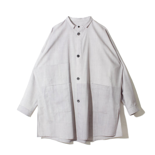 Uneven Dyed Pasted Cloth Shirt Coat / gray-white