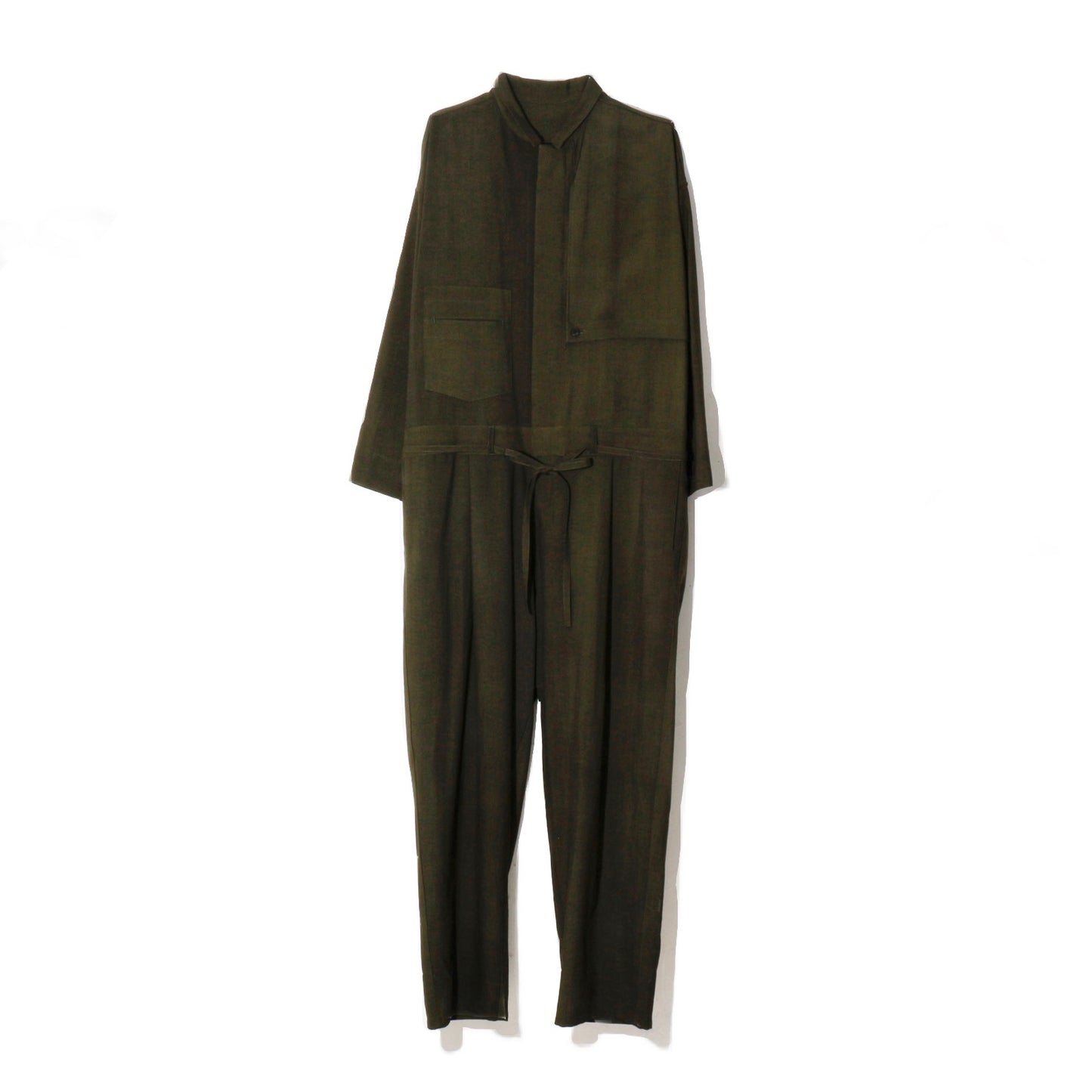 Uneven Dyed Jump Suit / D.green