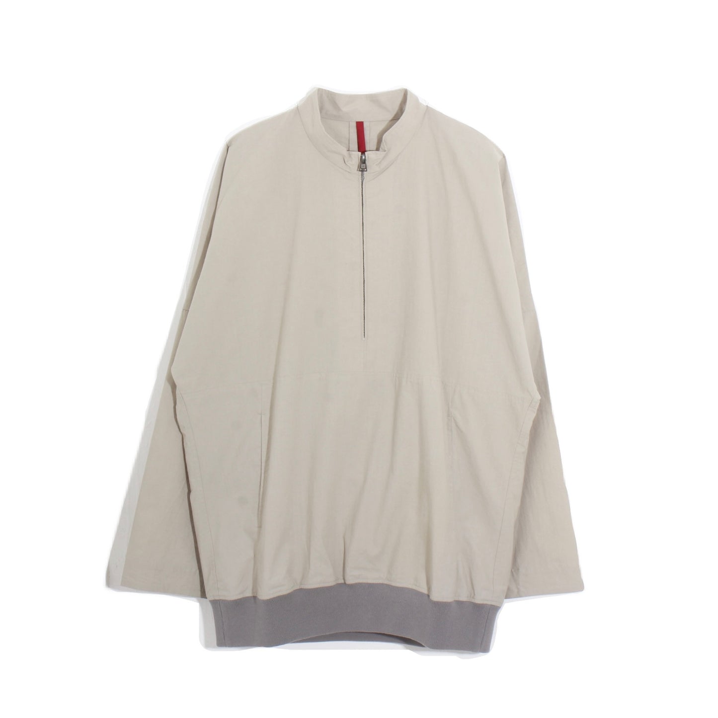 Light cotton half zip pullover / sand beige