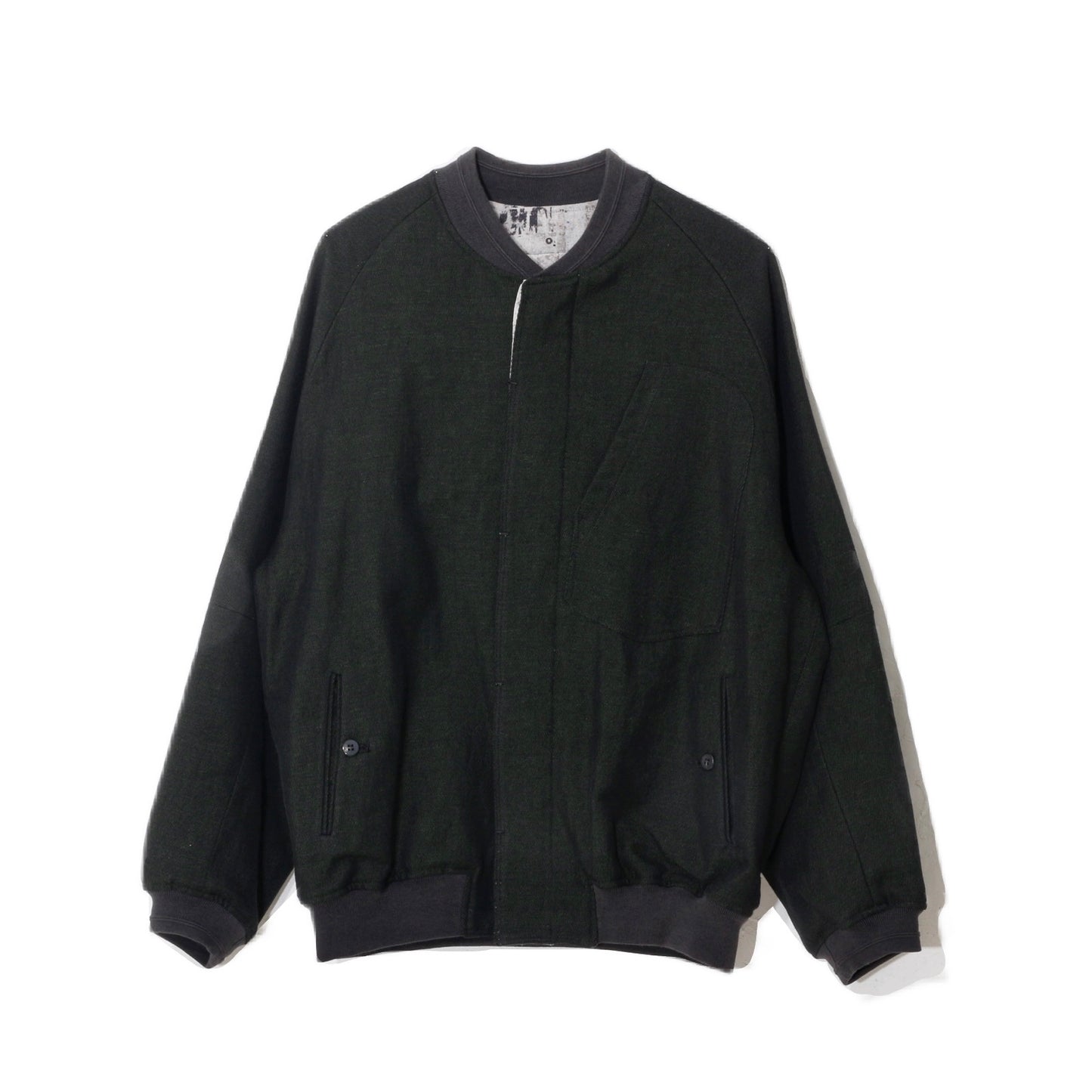 Reversible Linen Wool Blouson / khaki black