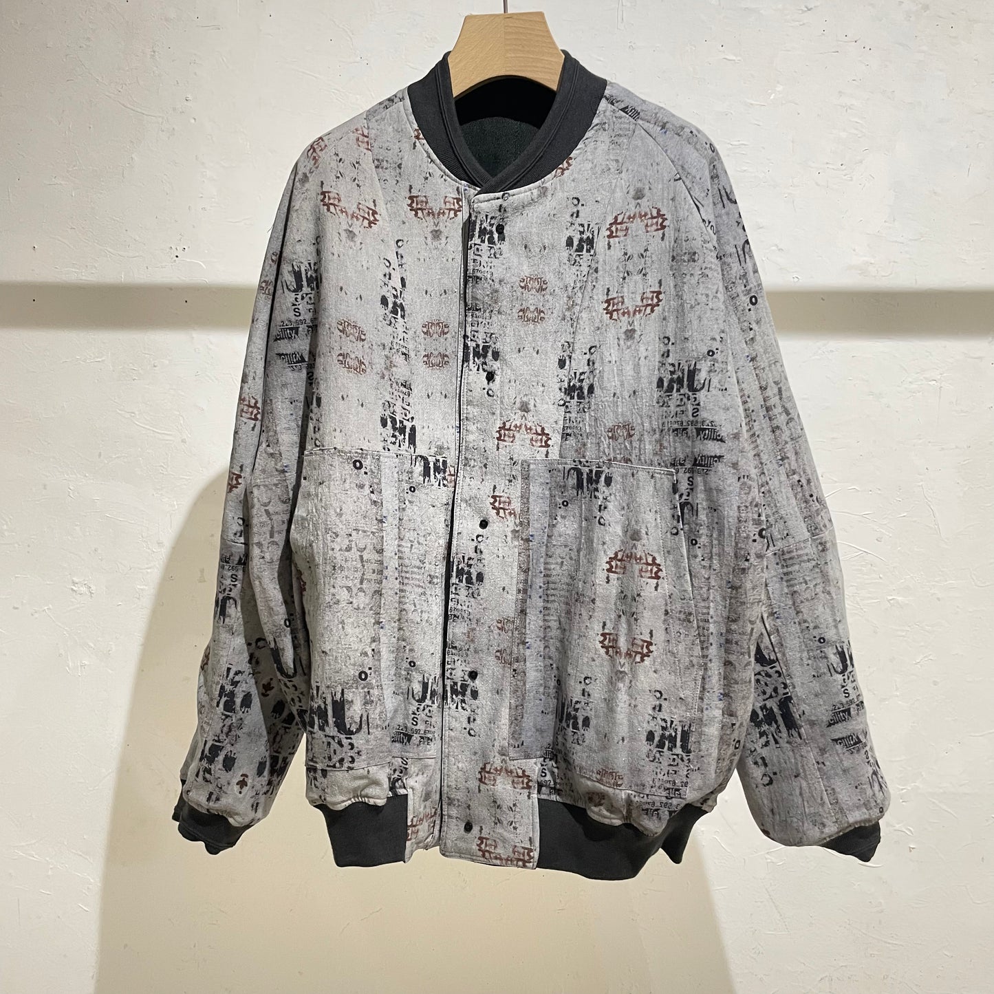 Reversible Linen Wool Blouson / khaki black