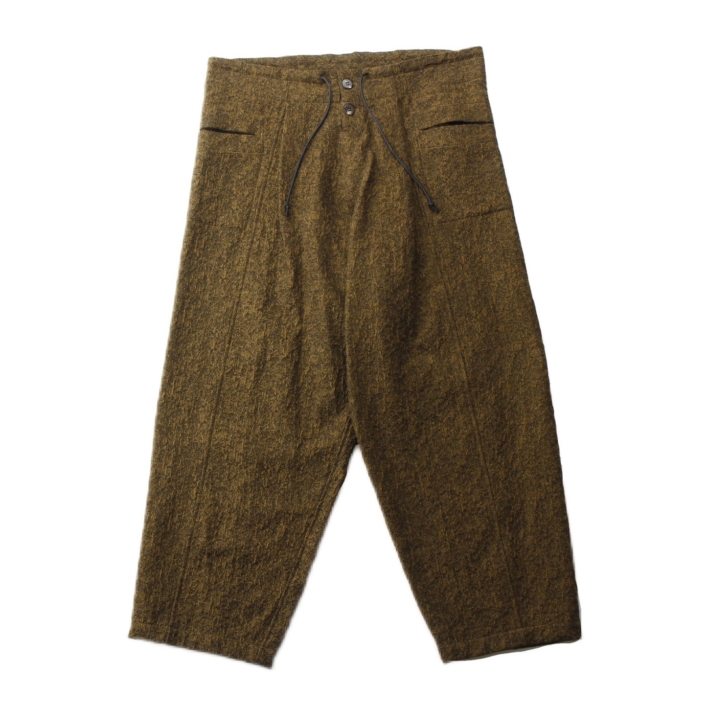 Moss Jacquard CottonWool Switching Wide Pants / MUSTARD