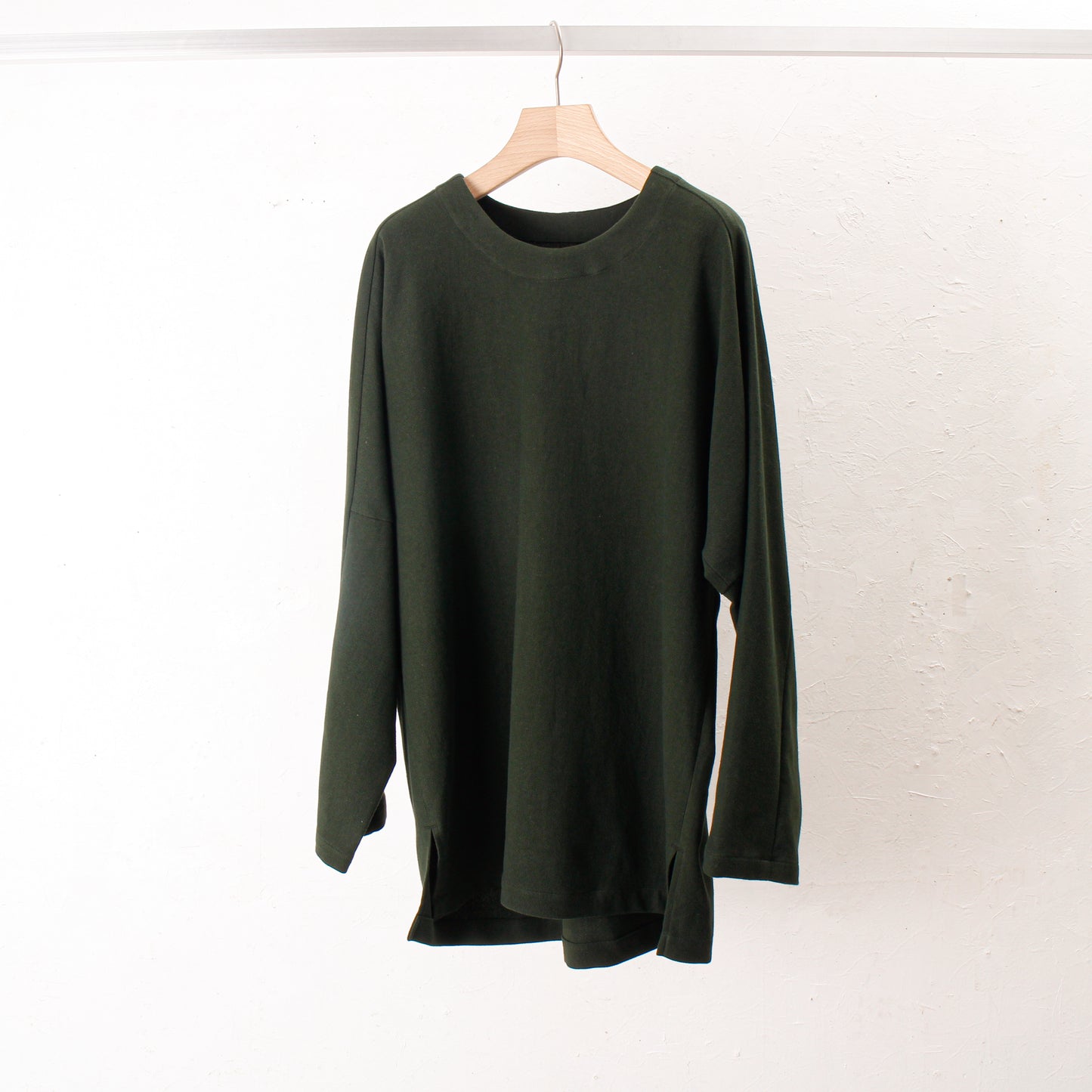 6ply KhadiCotton Long Pullover / khaki-green