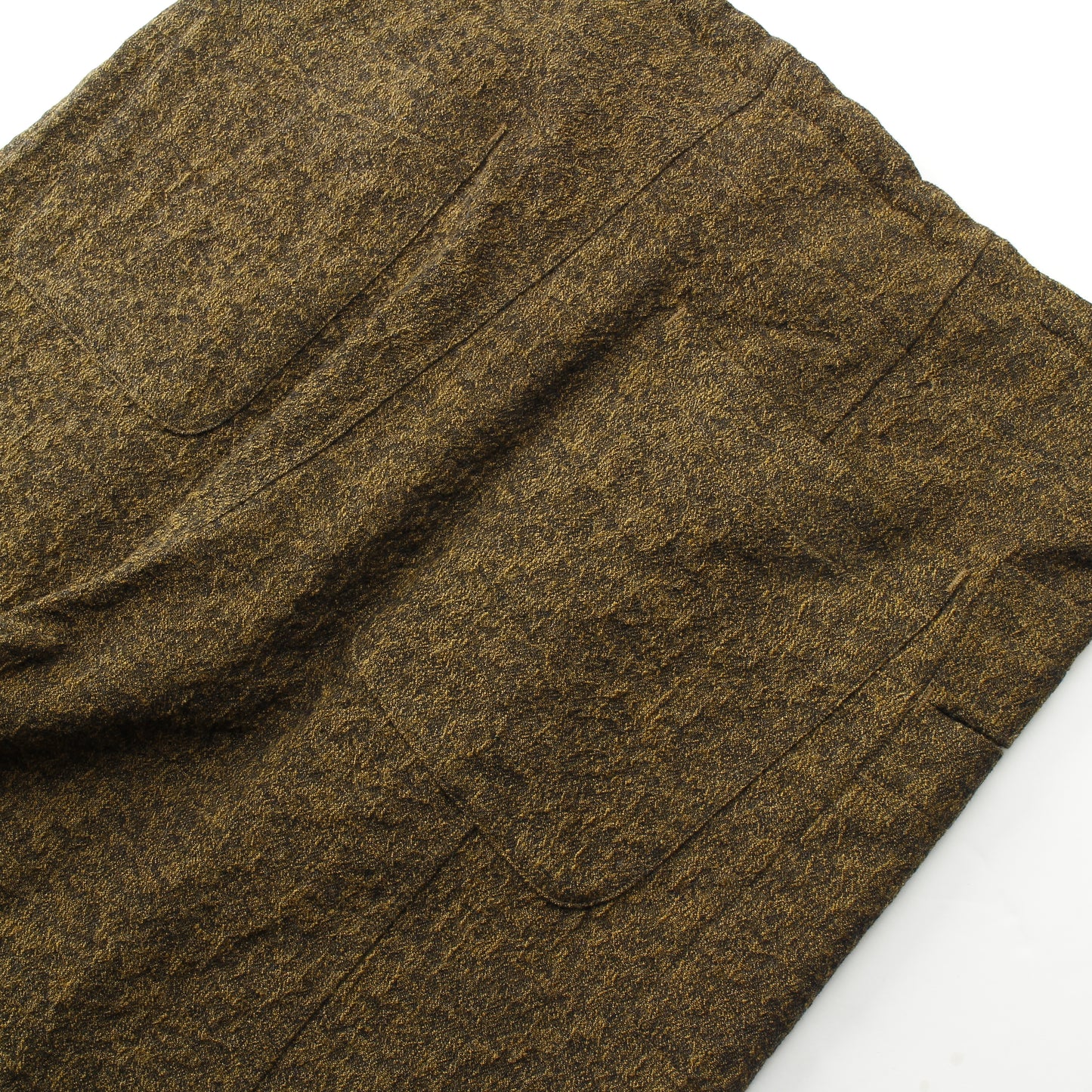 Moss Jacquard CottonWool Switching Wide Pants / MUSTARD
