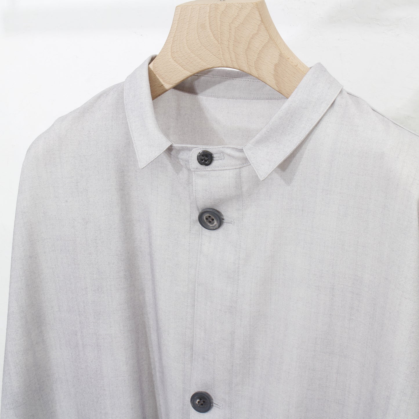 Uneven Dyed Pasted Cloth Shirt Coat / gray-white