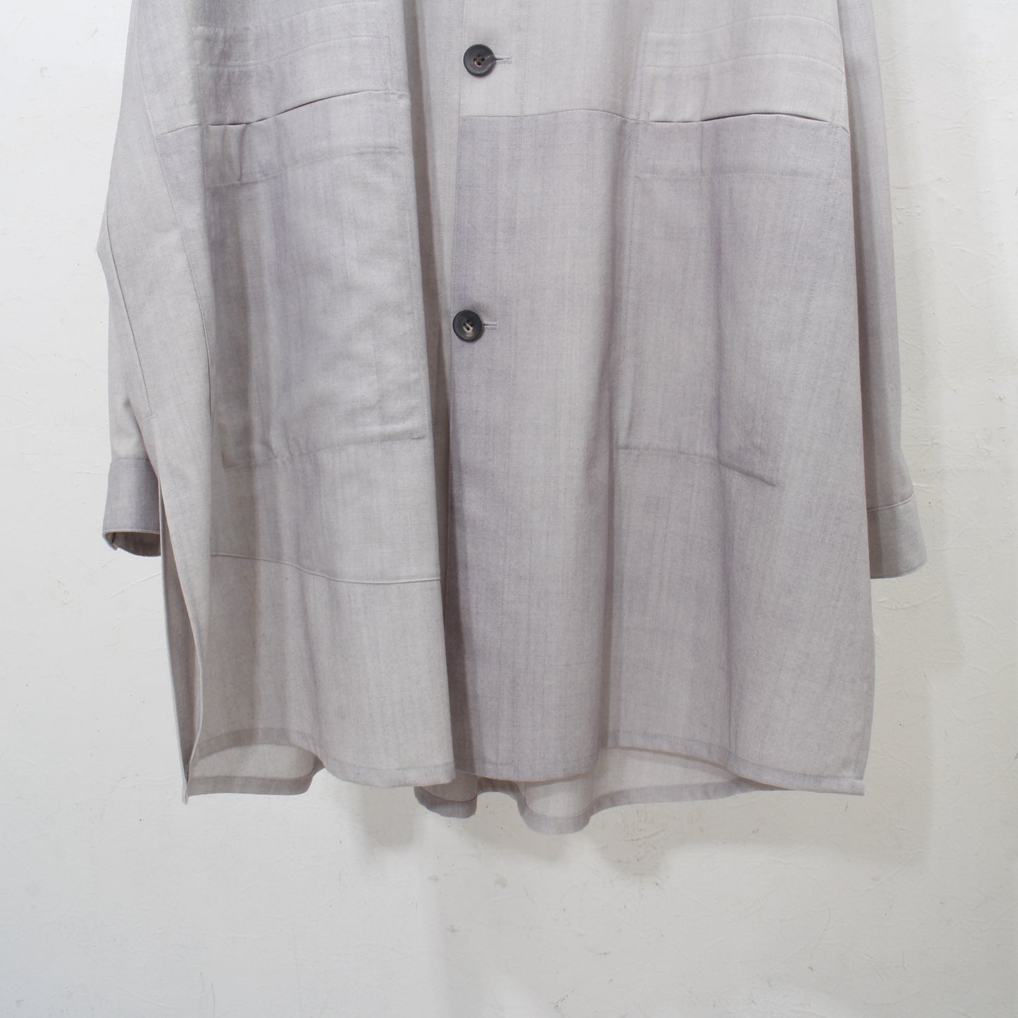 Uneven Dyed Pasted Cloth Shirt Coat / gray-white
