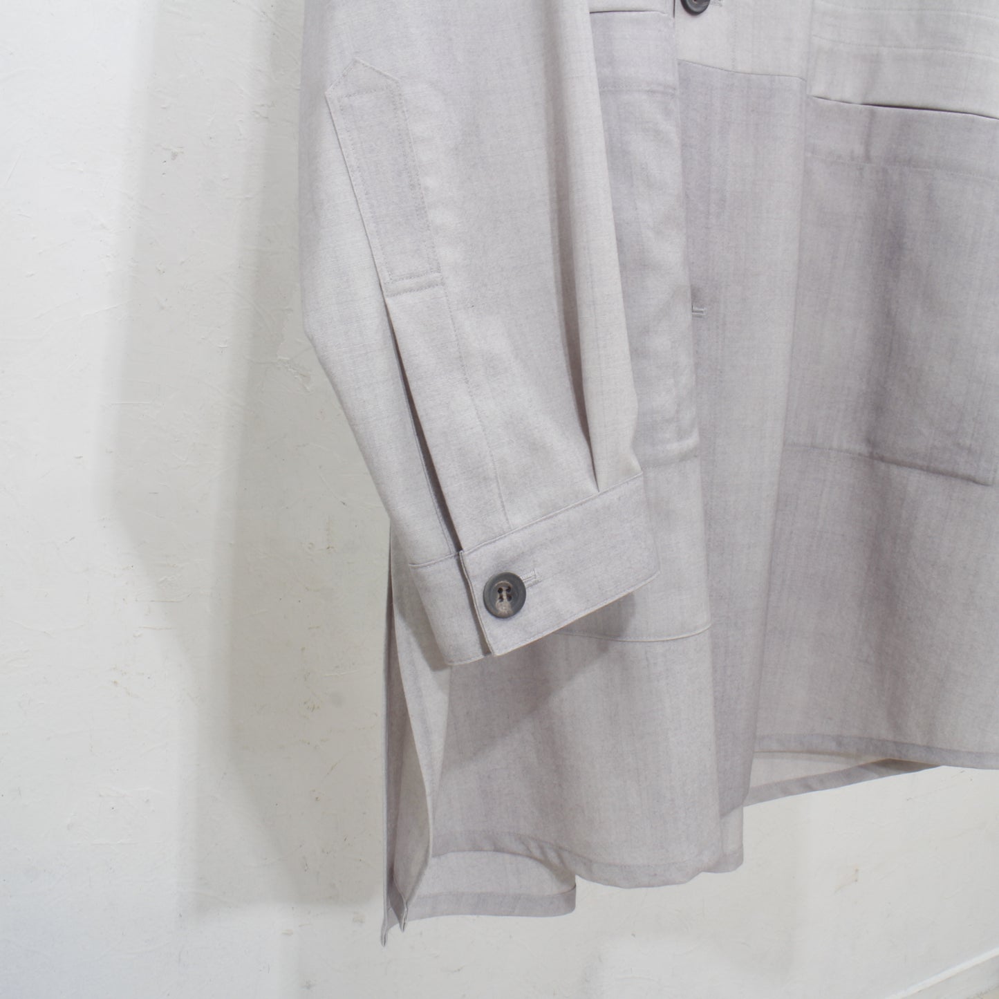 Uneven Dyed Pasted Cloth Shirt Coat / gray-white