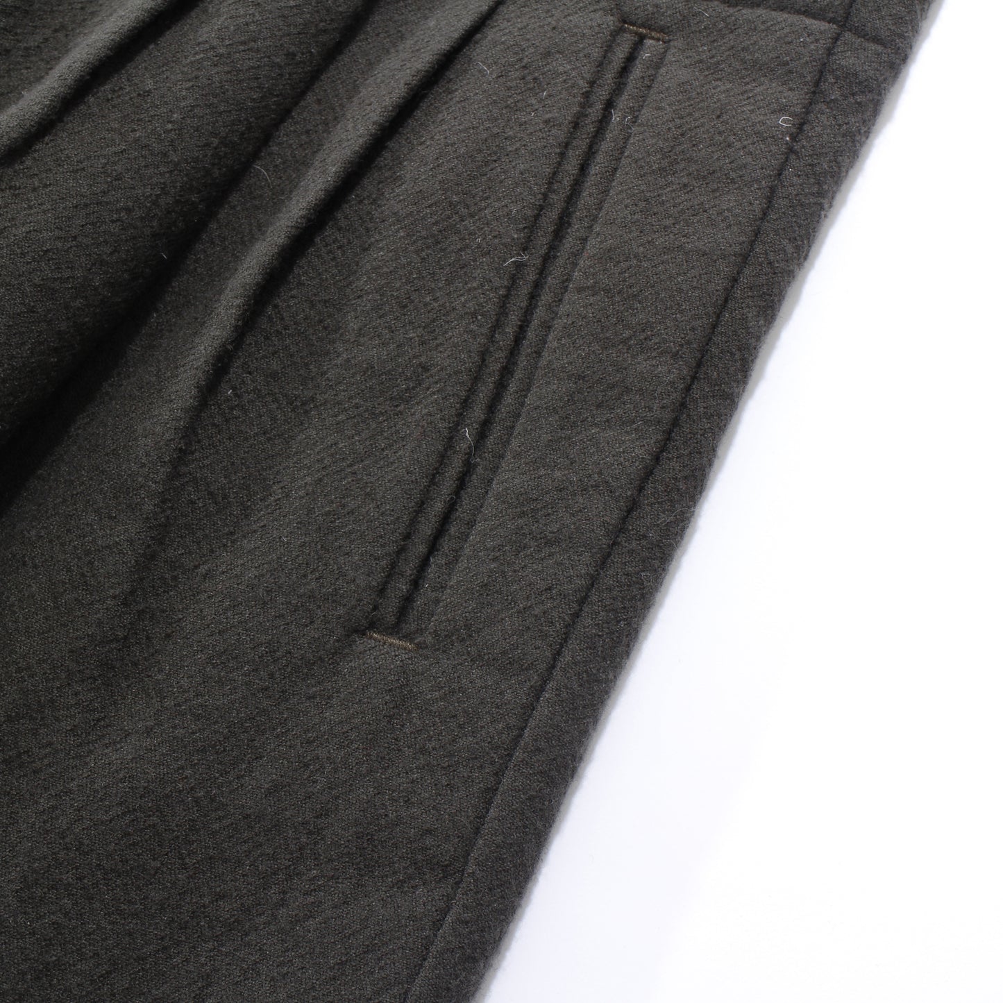 cotton linen wool 3tuck pants / khaki