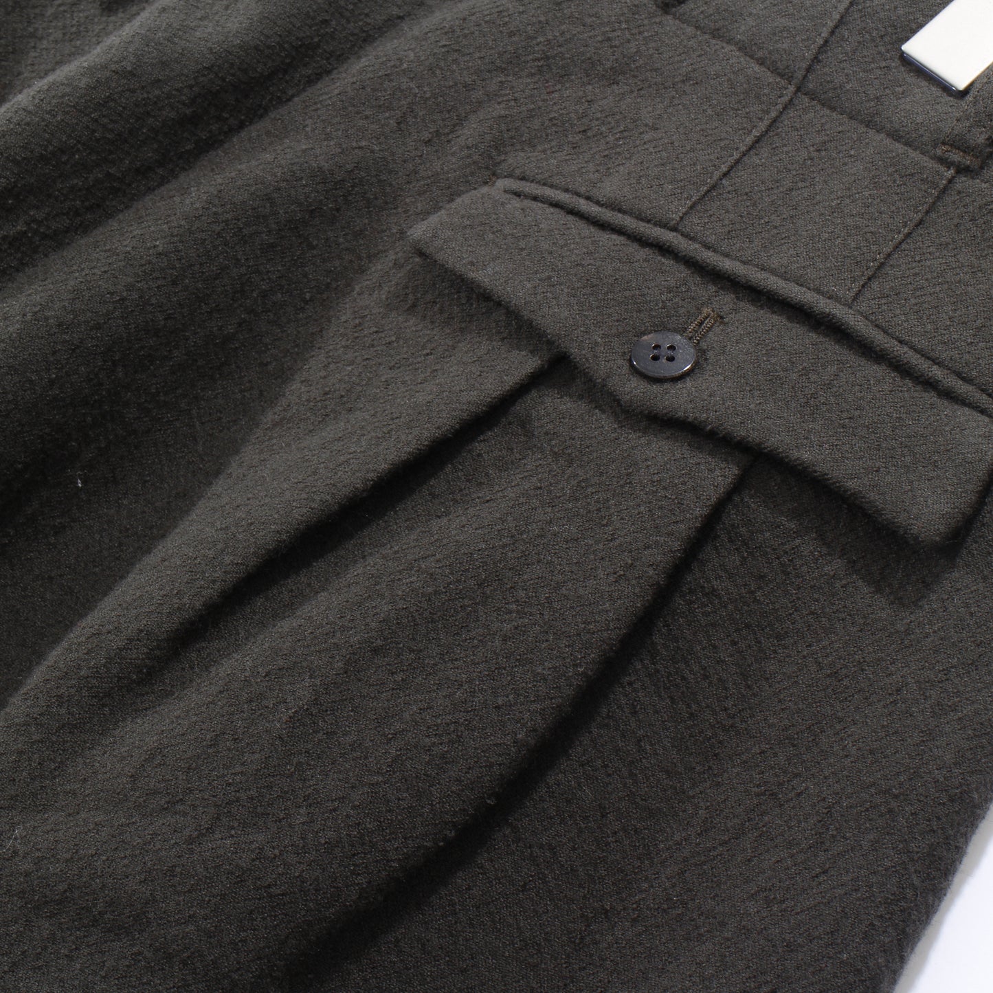 cotton linen wool 3tuck pants / khaki