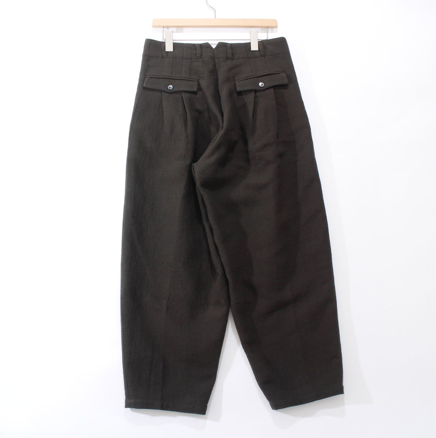cotton linen wool 3tuck pants / khaki