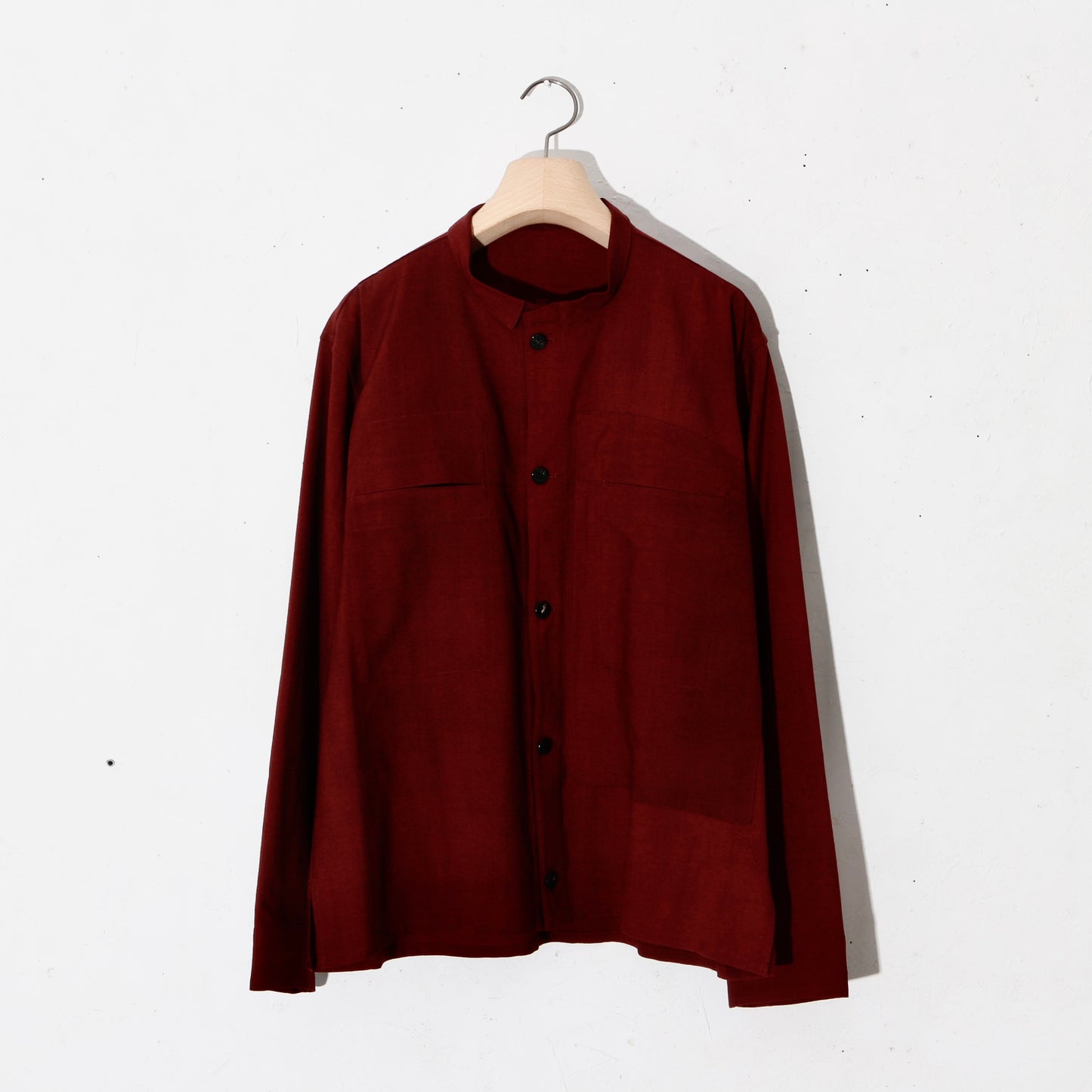 Uneven Dyed Short Shirt Jacket / D.red