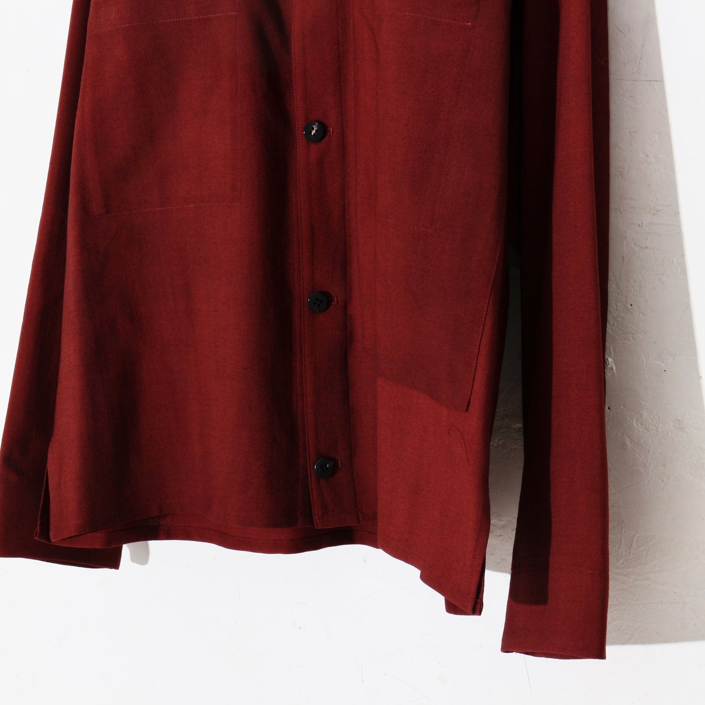 Uneven Dyed Short Shirt Jacket / D.red