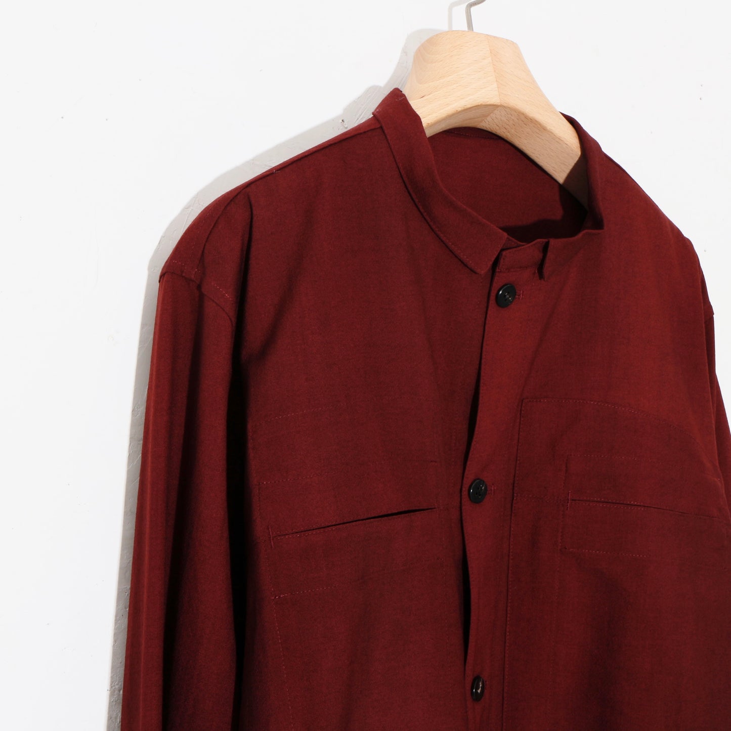 Uneven Dyed Short Shirt Jacket / D.red