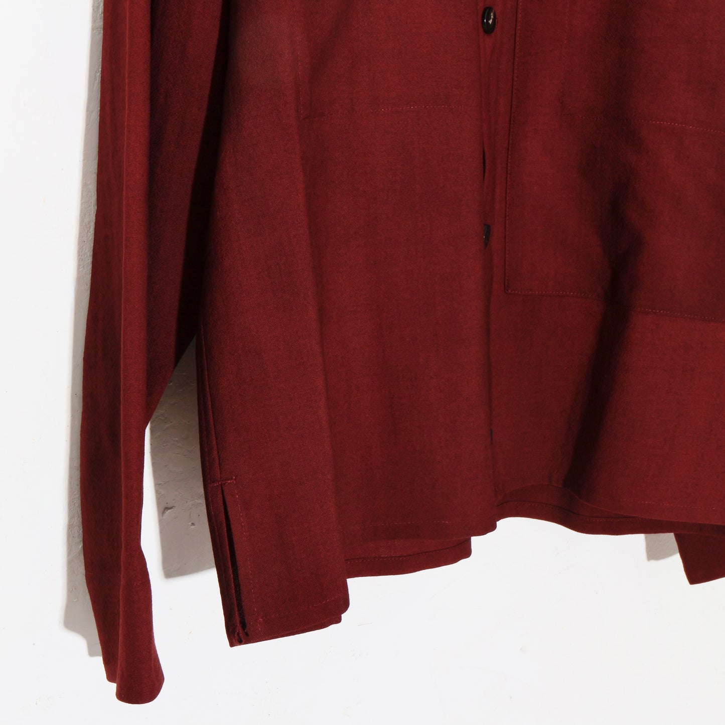 Uneven Dyed Short Shirt Jacket / D.red