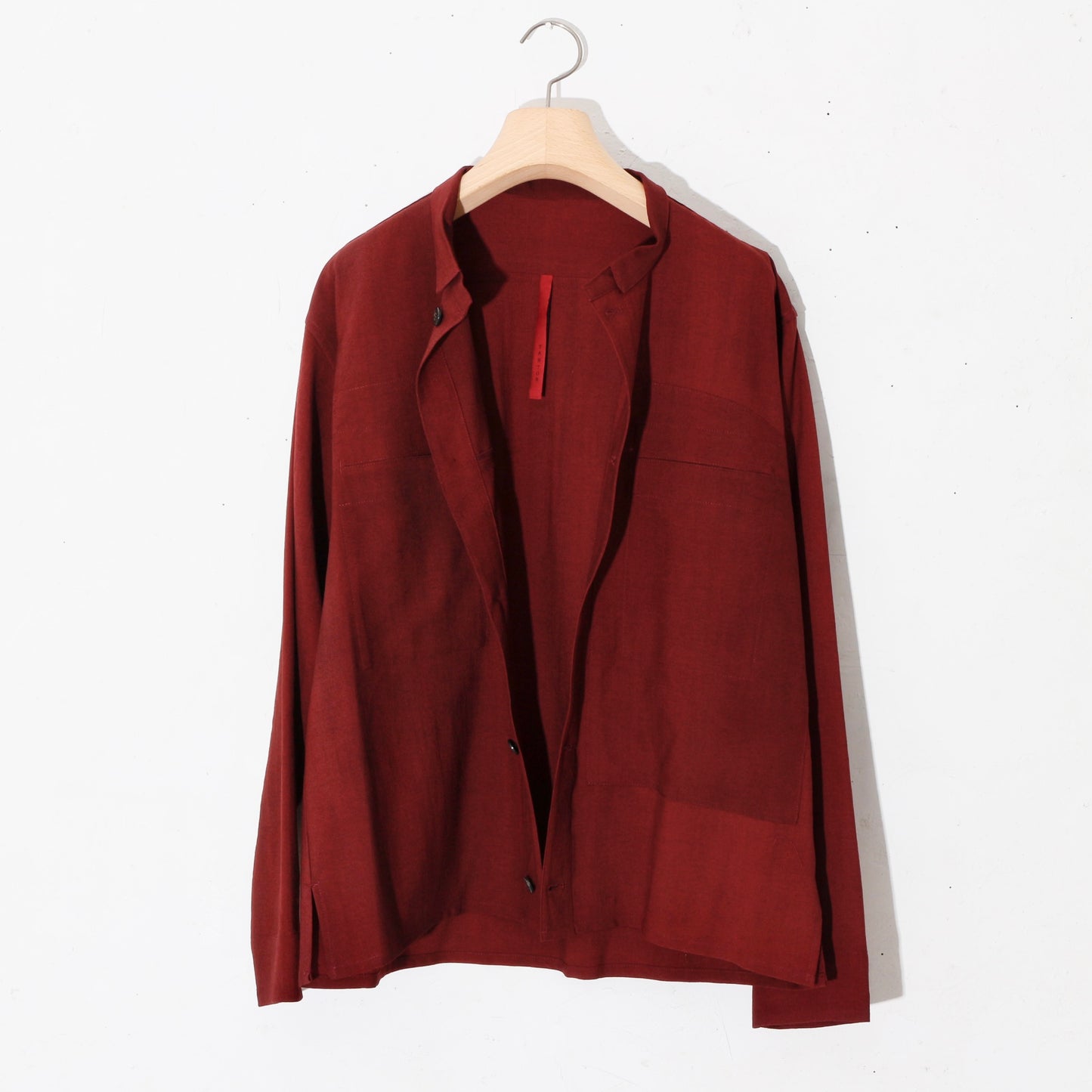 Uneven Dyed Short Shirt Jacket / D.red