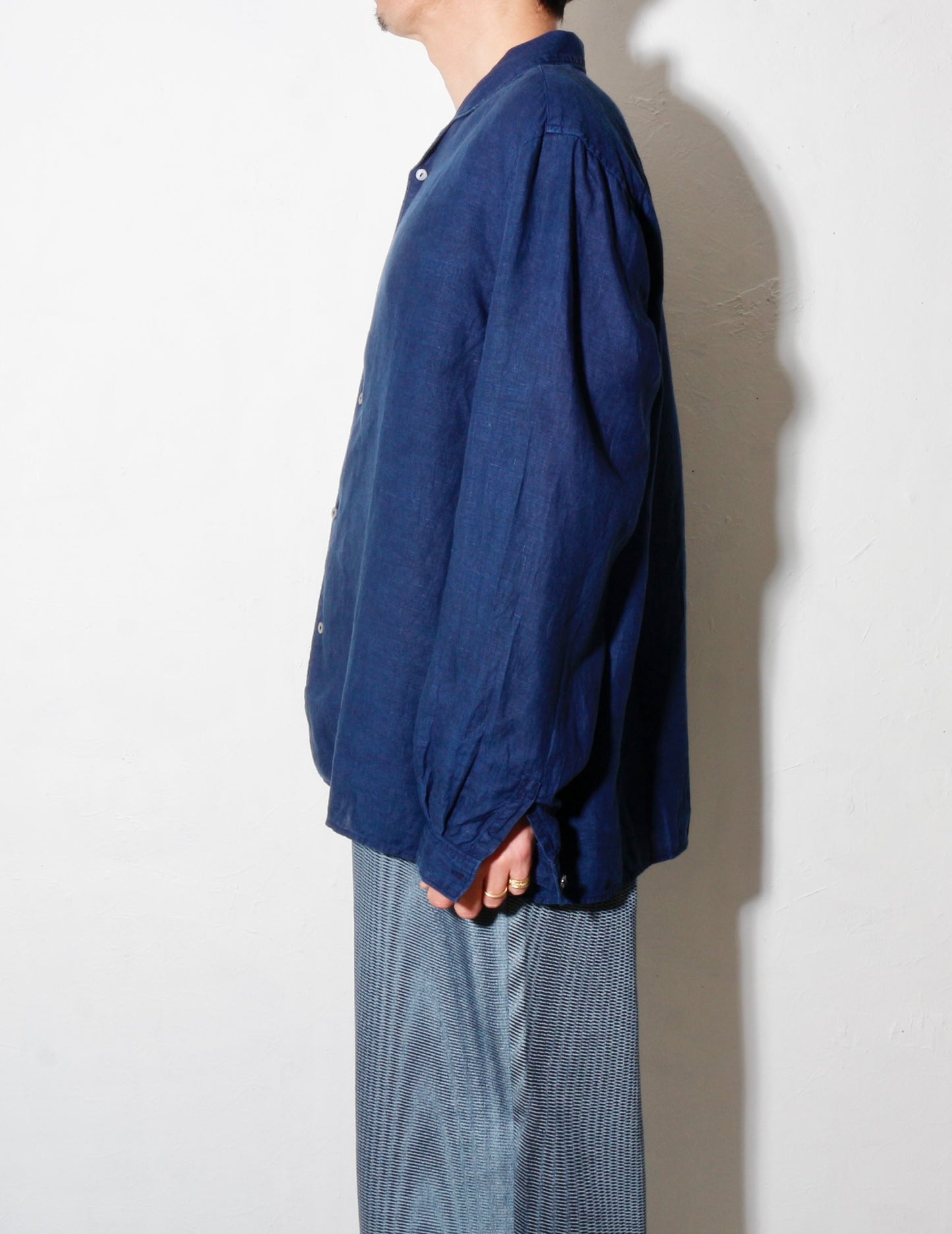 大麻開襟シャツ / 草木濃染め/藍