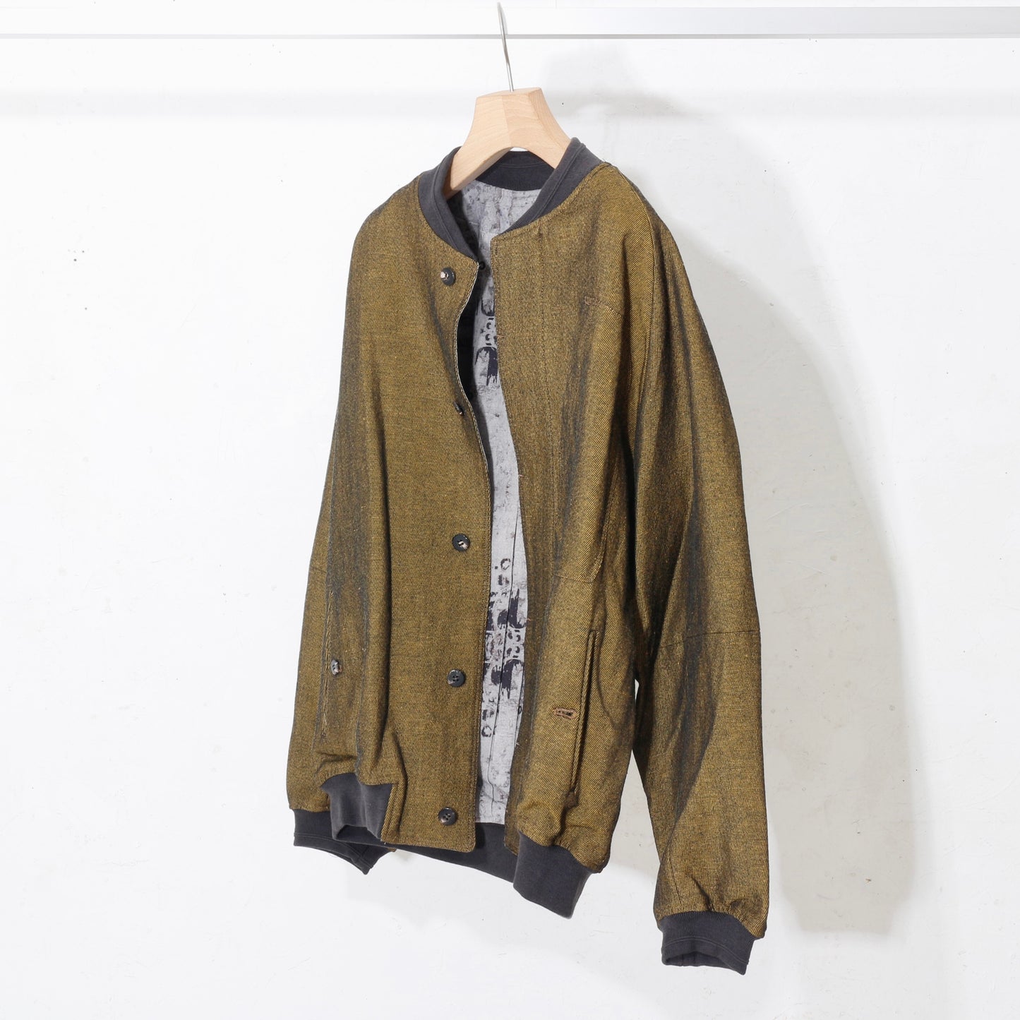 Reversible Linen Wool Blouson / yellow