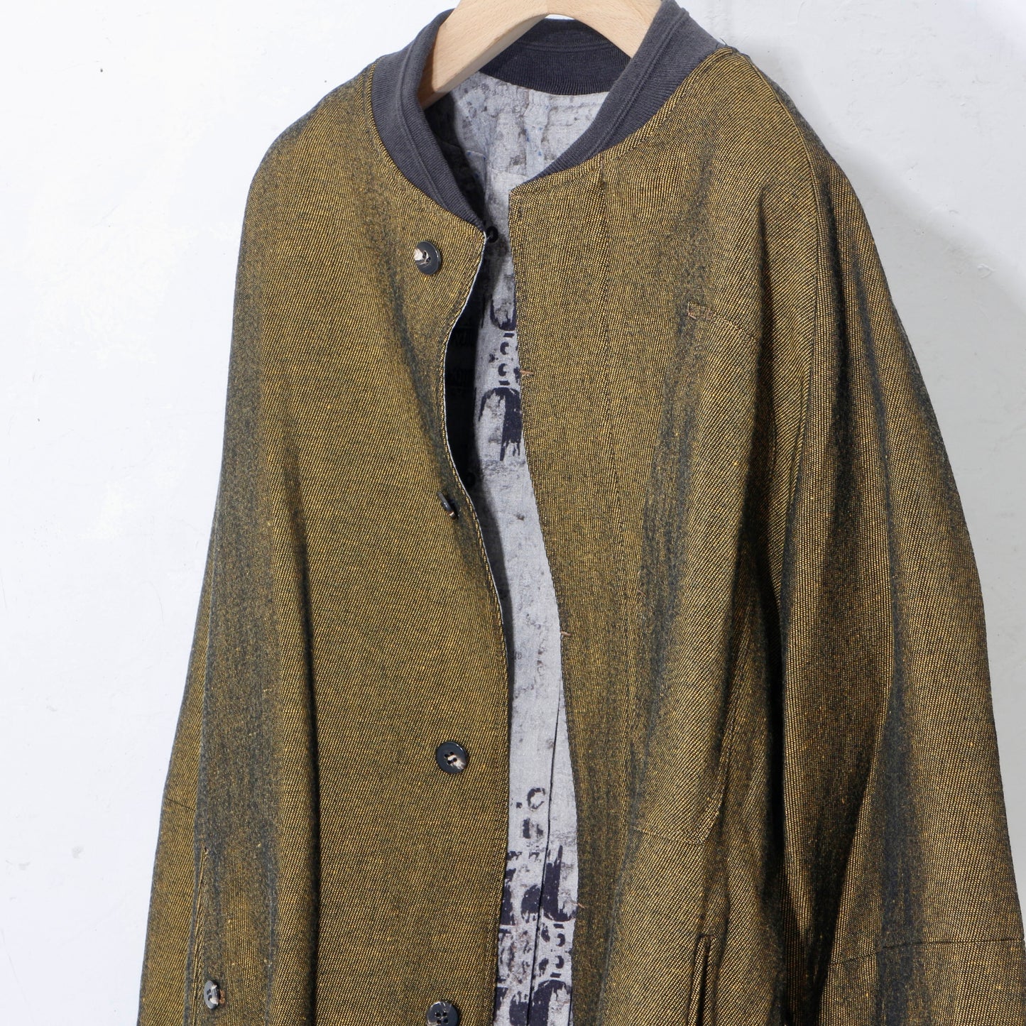 Reversible Linen Wool Blouson / yellow