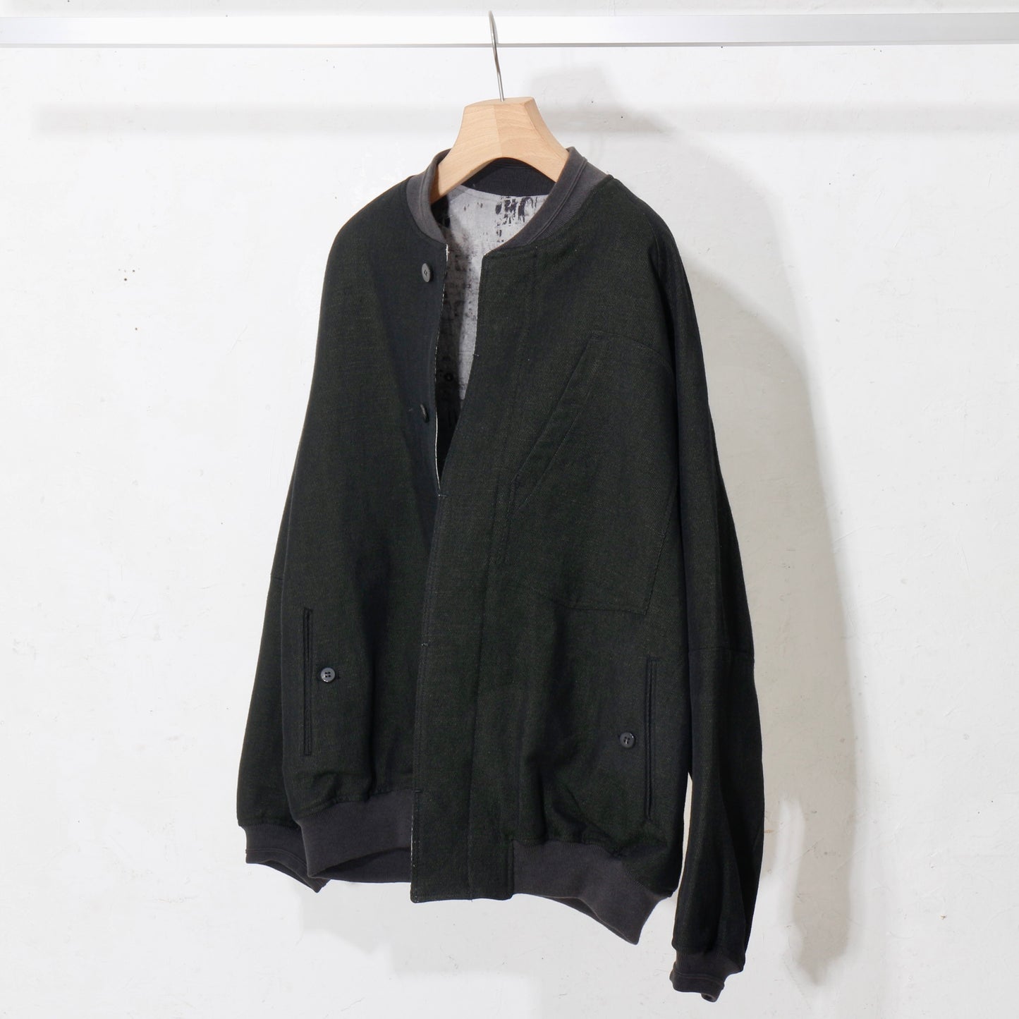 Reversible Linen Wool Blouson / khaki black