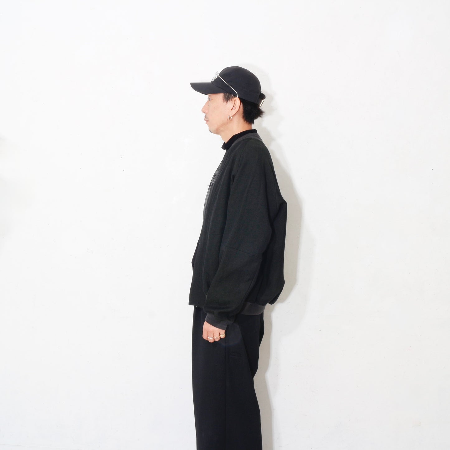 Reversible Linen Wool Blouson / khaki black
