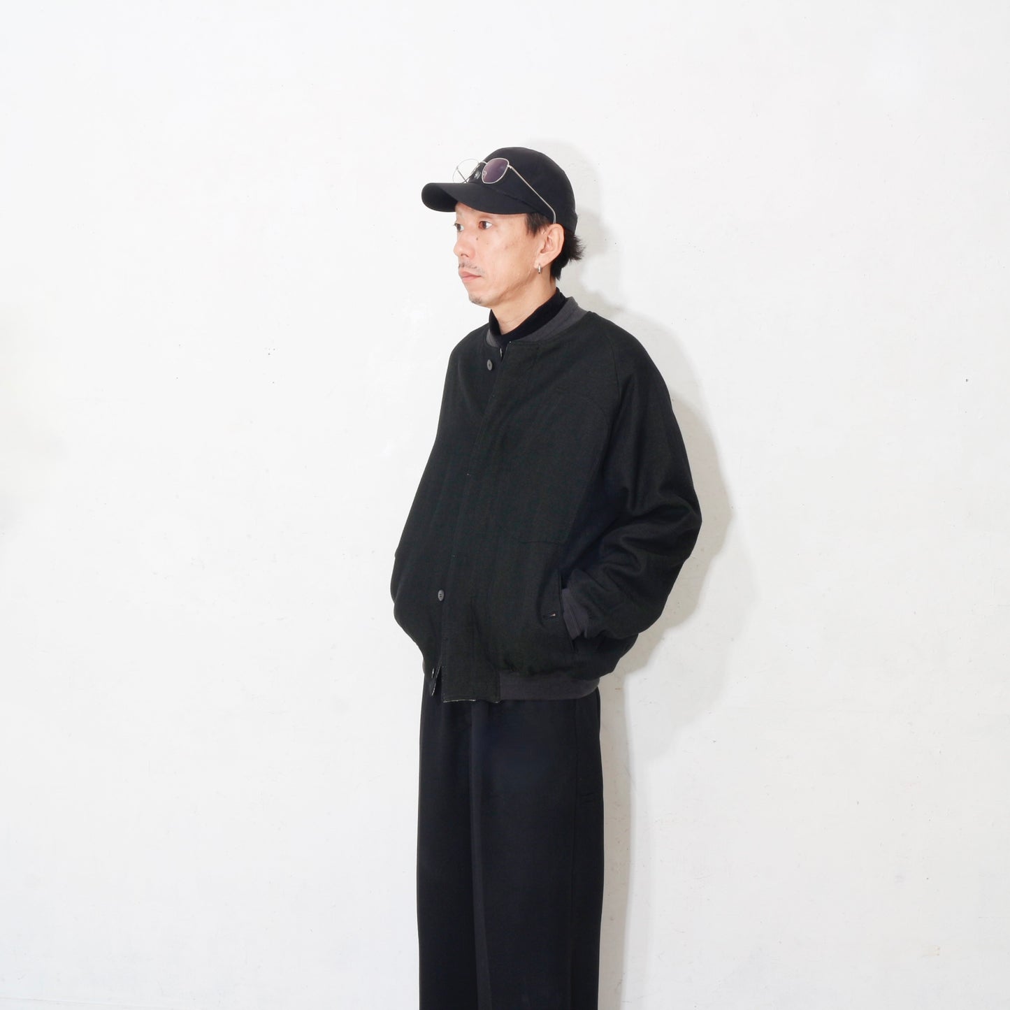 Reversible Linen Wool Blouson / khaki black