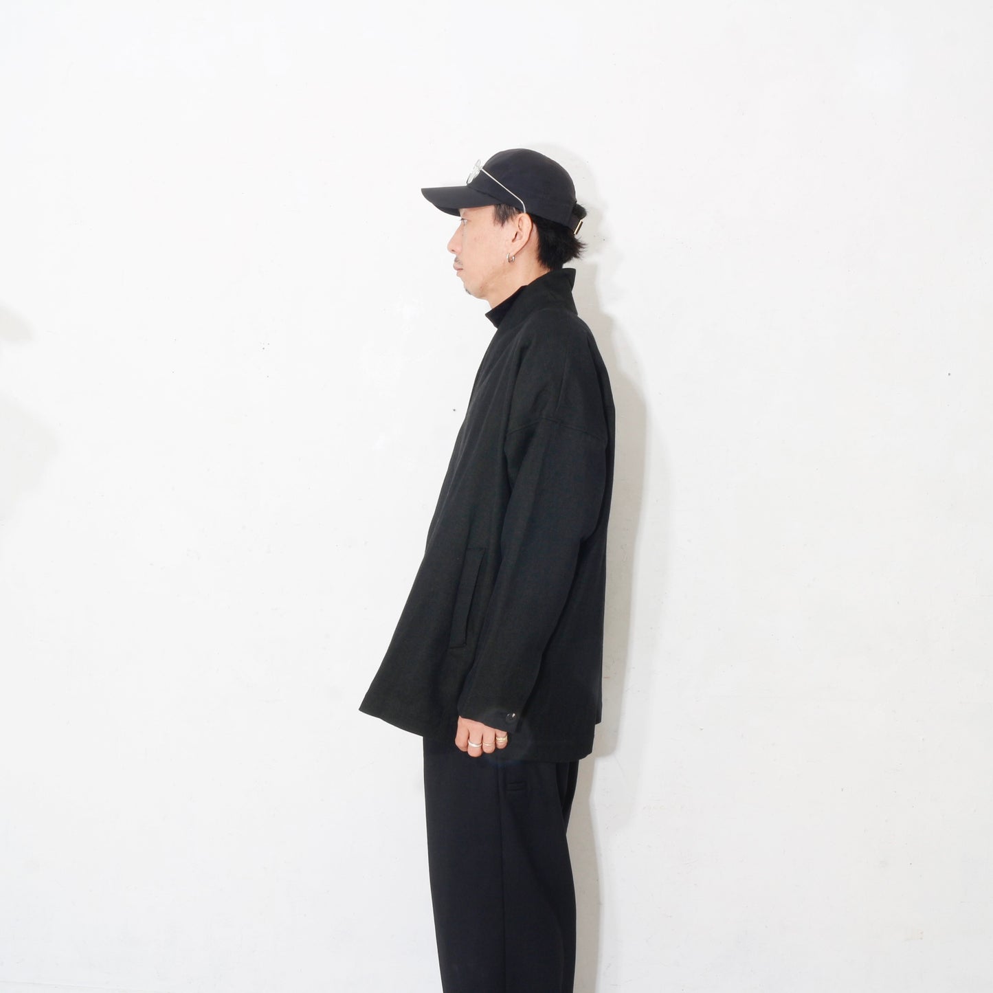 Linen Wool Jacket / kahki black