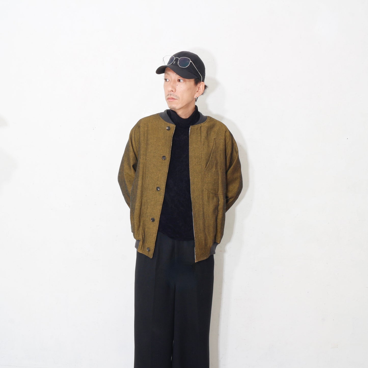 Reversible Linen Wool Blouson / yellow