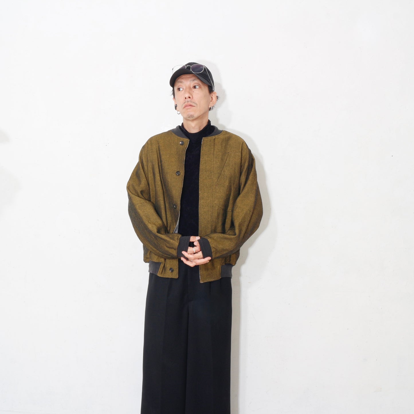 Reversible Linen Wool Blouson / yellow