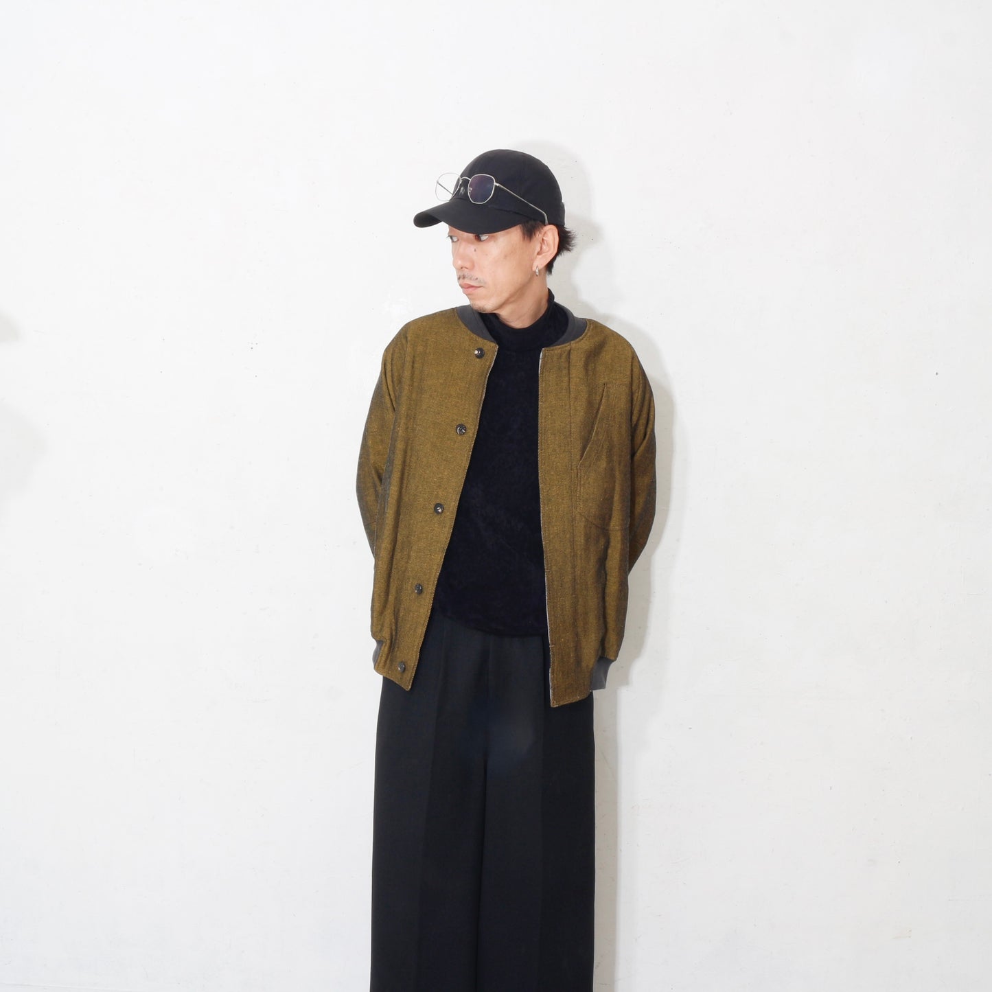 Reversible Linen Wool Blouson / yellow
